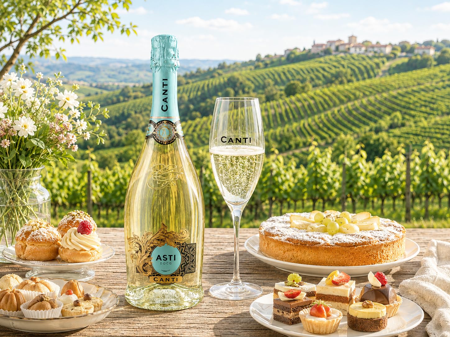 Canti - Asti D.O.C.G. Liberty Spumante, Vin Petillant Blanc Italien, Raisin Moscato du Piémont, Goût Délicat et Doux, 6x750 ml