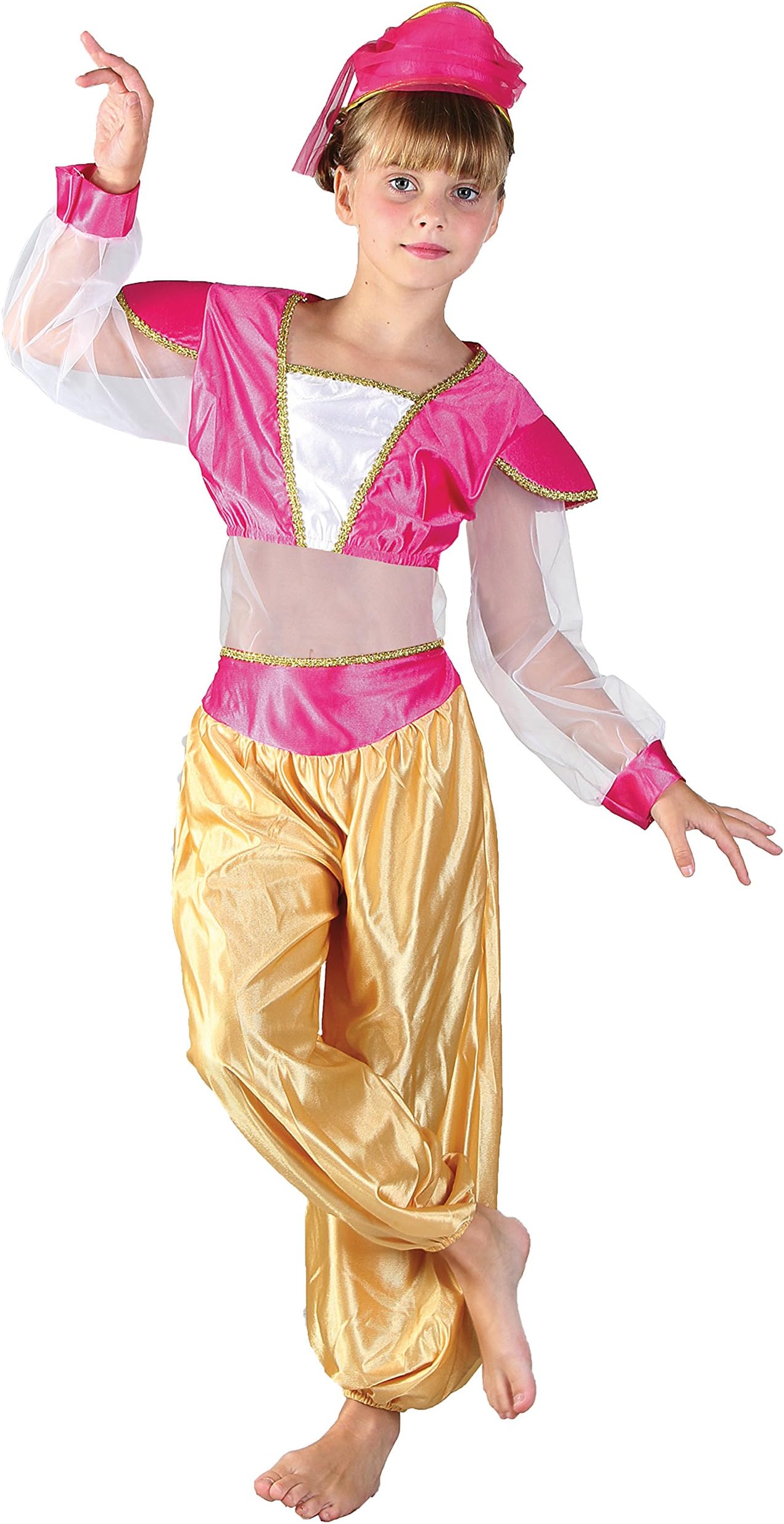 Flowers Paolo - Princess Araba Jasmine girl costume L (7-9 anni) pink