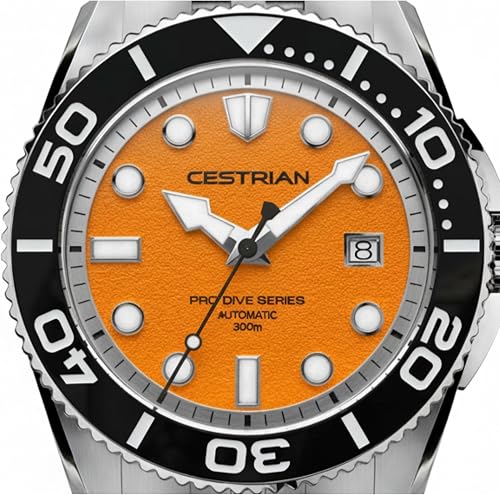 Cestrian Pro Dive 42mm Automatic Men’s Watch – Orange Dial, 316L Stainless Steel Case & Bracelet, 300m Water Resistant - 3