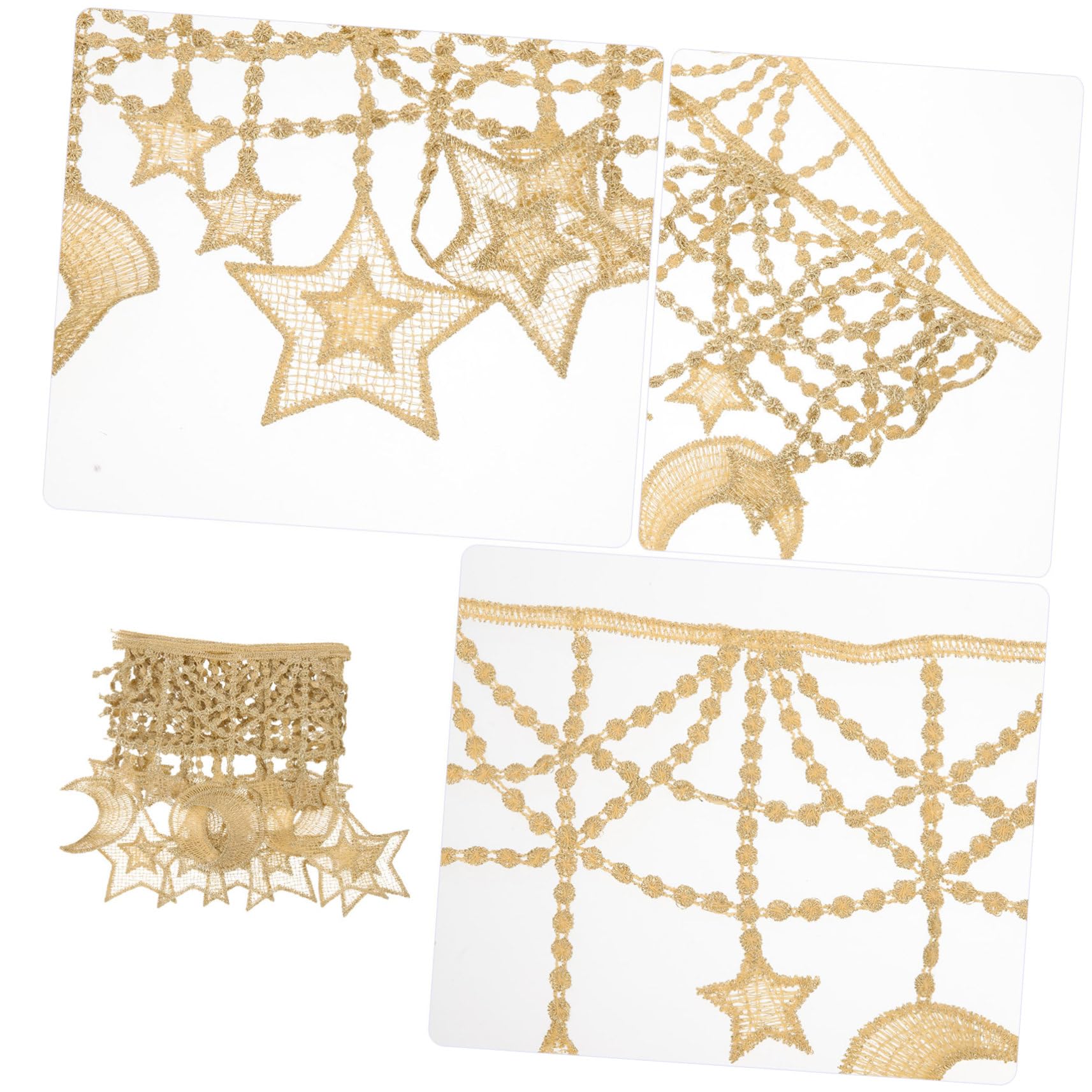 TEHAUX 4piezas Cinta De Encaje Diseño De Estrellas y Adorno Para Manualidades y Ropa Trim De Para Costura