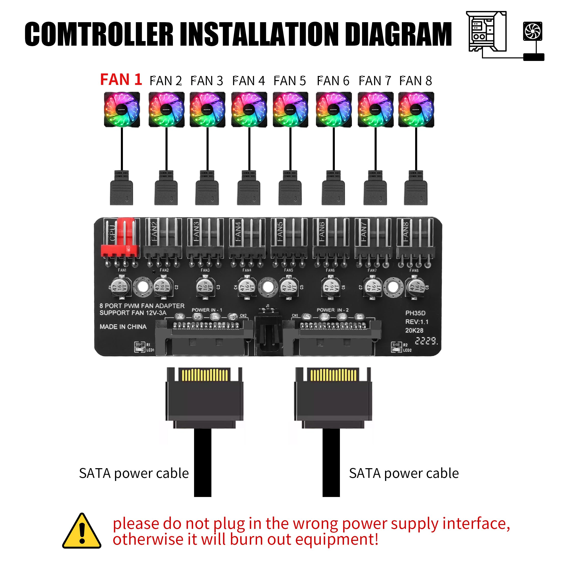 Core PWM Splitter für 10x Lüftersteuerung | Alphacool Core PWM Splitter für 10x Lüftersteuerung | Alphacool