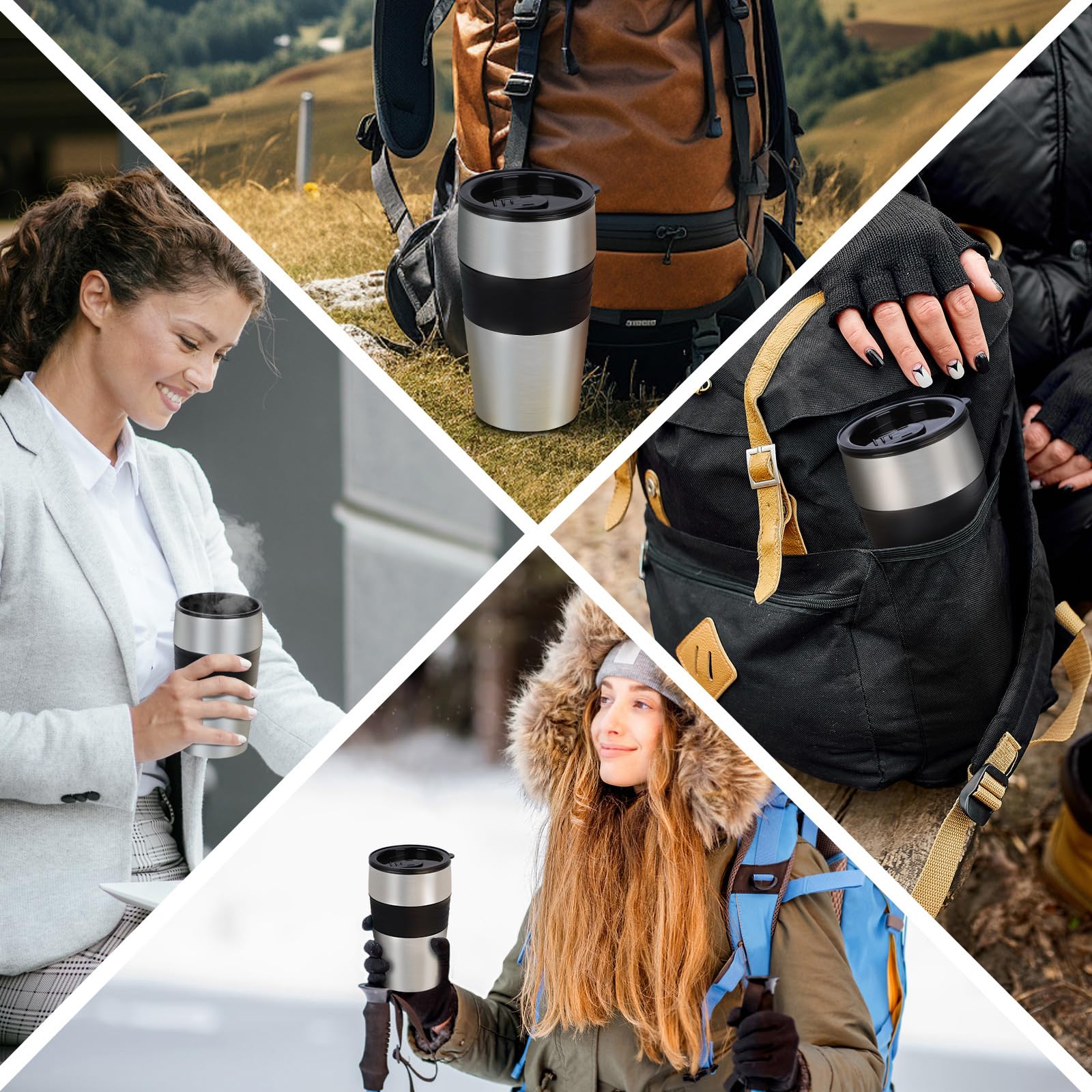 Aigostar - Cafetière Filtre avec 1 tasse isotherme Programmable 24h, Affichage LCD, Machine à café avec Gobelet de voyage de 420 ml et filtre à café réutilisable, 700W, Noir