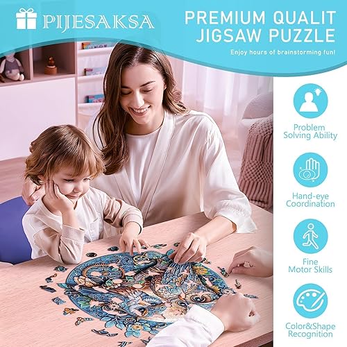 Miniatura 4 de Rompecabezas de madera para adultos, rompecabezas de búho en relieve, rompecabezas de madera de forma única para adultos, rompecabezas de madera