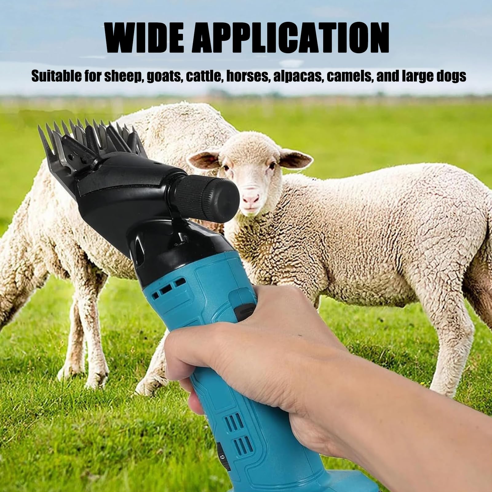 Cesoie Elettriche per Pecore a Batteria da 600 W, Tosatrice per Lana Agricola con 6 Impostazioni di Velocità, Lame In Acciaio Al Carbonio, Cesoie per Pecore Elettriche Profess Blue 9-tooth 2 Electric