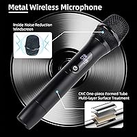 Vista 8 de Micrófonos inalámbricos para cantar karaoke, sistema de micrófono inalámbrico dual de metal de largo alcance de 500 pies/492.1 ft con 99 canales
