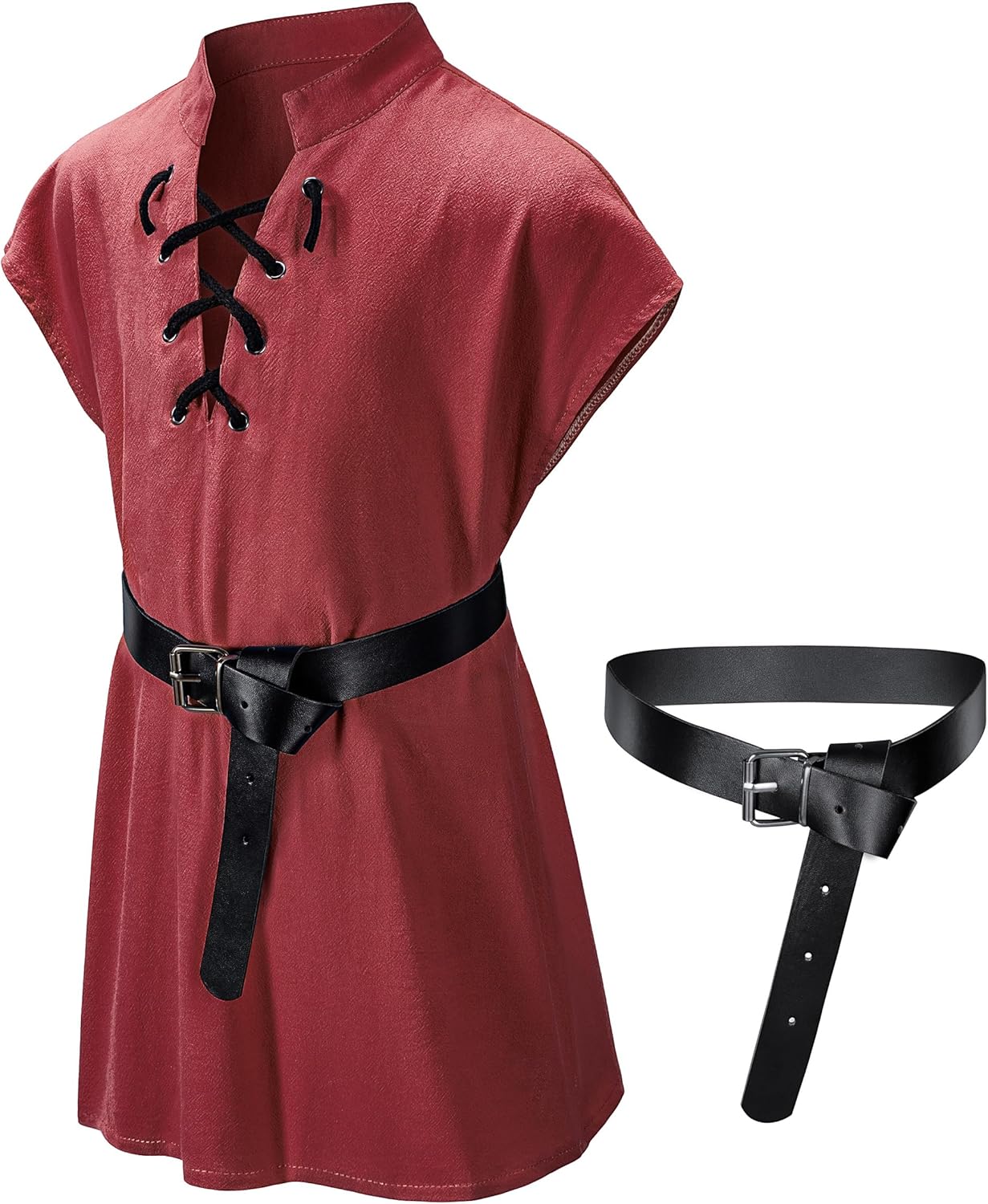 Kids Medieval Viking Tunic Pirate Renaissance Retro Costume Shirt witn Belt for Boys Halloween Cosplay 3-12 Years - Image 4