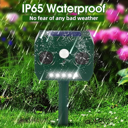 Miniatura 4 de 2 Pack Solar Ultrasonic Animal Repeller Outdoor to Repel Cat Deer Skunk Raccoon Rabbit Squirel Dog for Yard, Waterproof Animal Deterrent with Motion