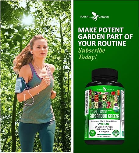 Miniatura 7 de Potent Garden Suplemento orgánico de superalimentos, frutas y verduras rico en vitaminas y antioxidantes con alfalfa, raíz de remolacha y cereza