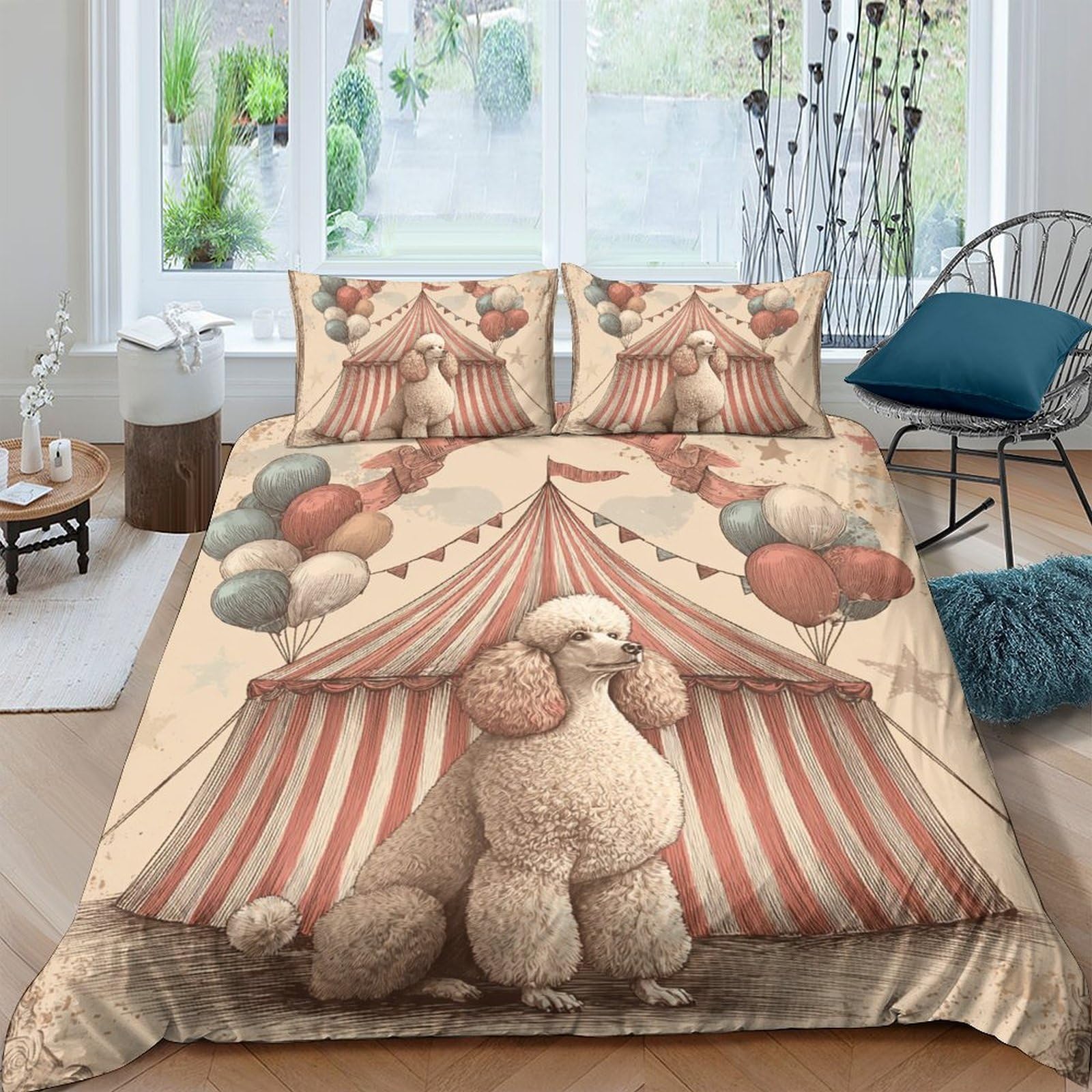 Ctjqhvkz Style-8 3D Printed Circus Tent Fitted Sheet Microfiber Cute Bear Balloons Mattress Cover Bedroom Home Decor Washable Single（135X200cm）