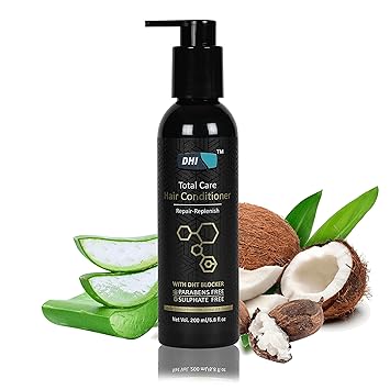 DHI Hair Conditioner for Soft & Shiny Hair Contains Coconut, Jojoba Oil, Olive Oil, Shea Butter, Vitamin E - Helps in Hair Repair & Replenish, Parabens Free, Sulphate Free - 200ml