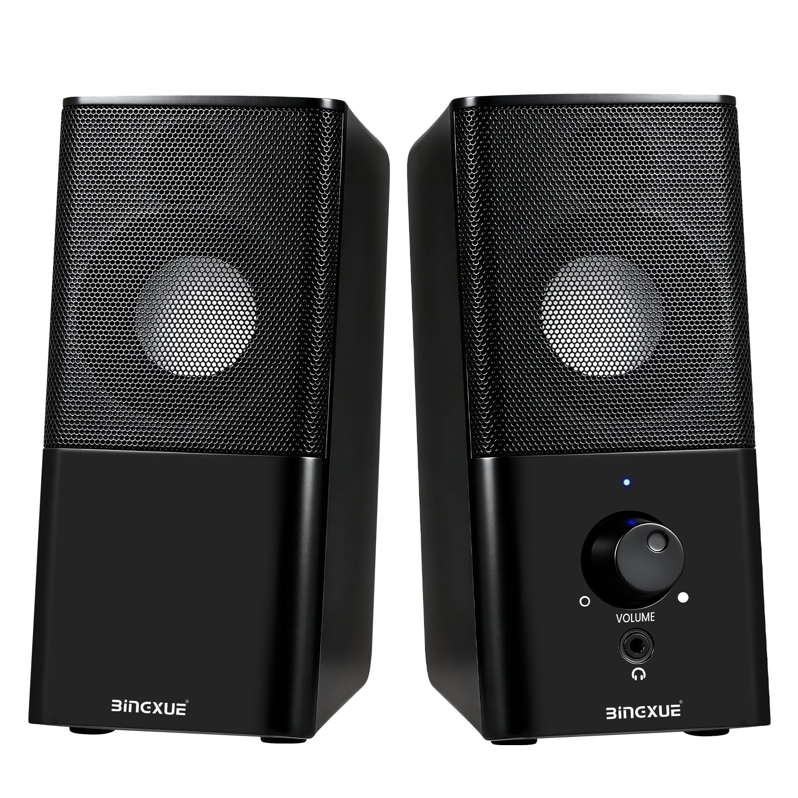 Bingxue H21 Classic Computer Lautsprecher für Desktop PC, Full Stereo Sound, USB-Powered, Gaming Lautsprecher mit 3,5 mm Aux Multimedia für Laptop/Desktop/Tablets/Smart Phone (schwarz)