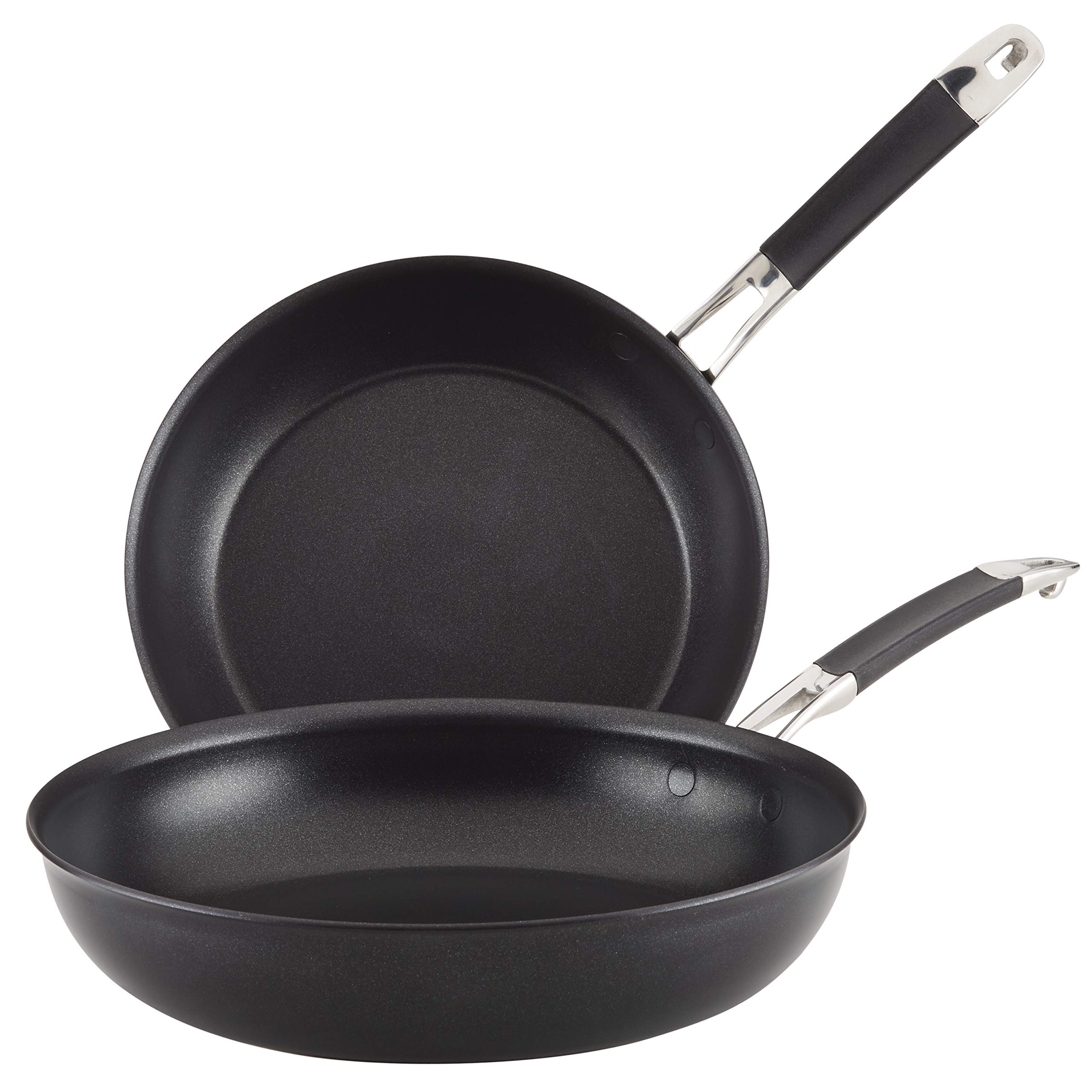 Smart Stack Hard Anodized Nonstick Frying Pan Set/Fry Pan Set/Hard Anodized Skillet Set - 10 Inch and 12 Inch, Black