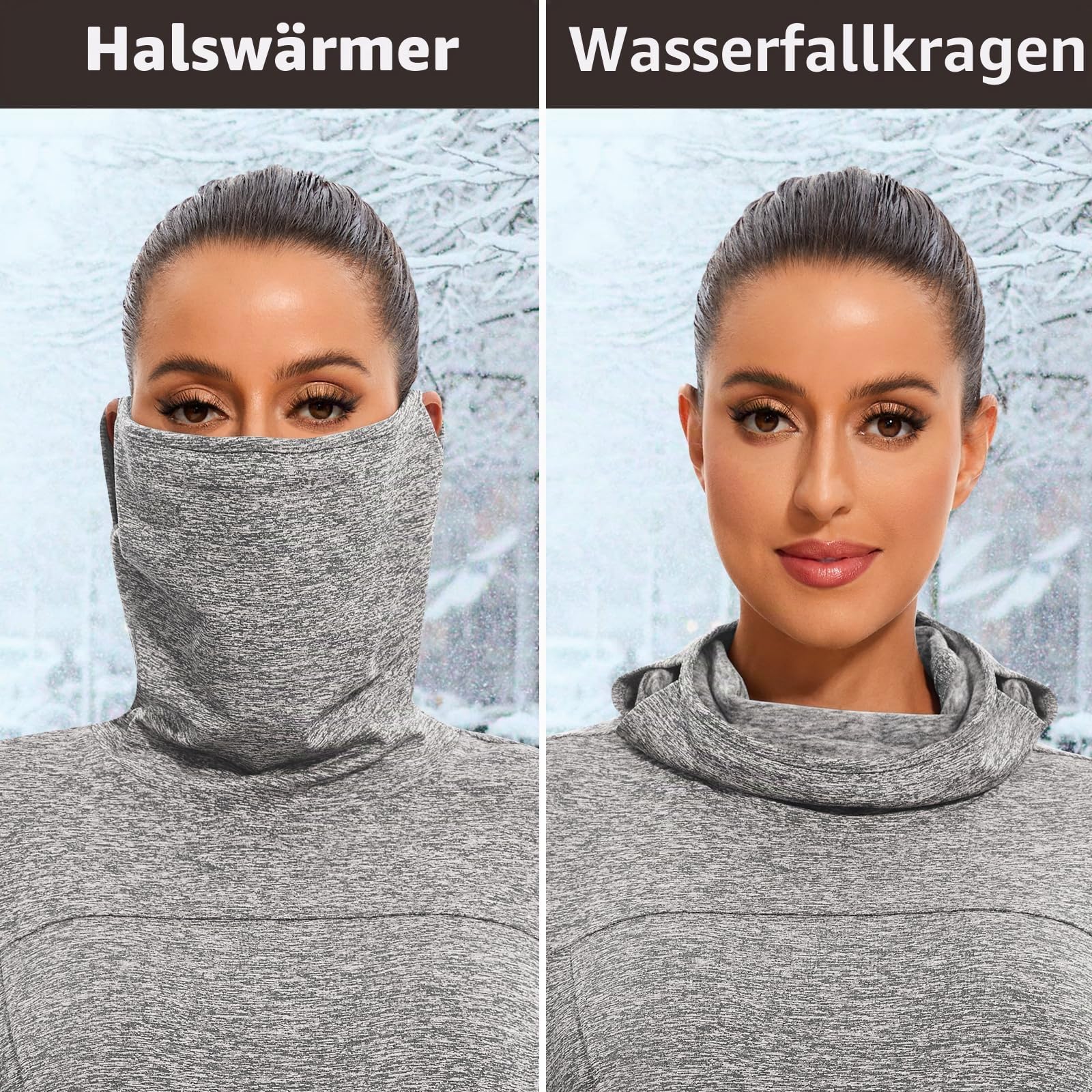 Soneven Damen Fleece Pullover Sweatshirt mit Taschen Rollkragen Langarm Winter Herbst Sweatkleid