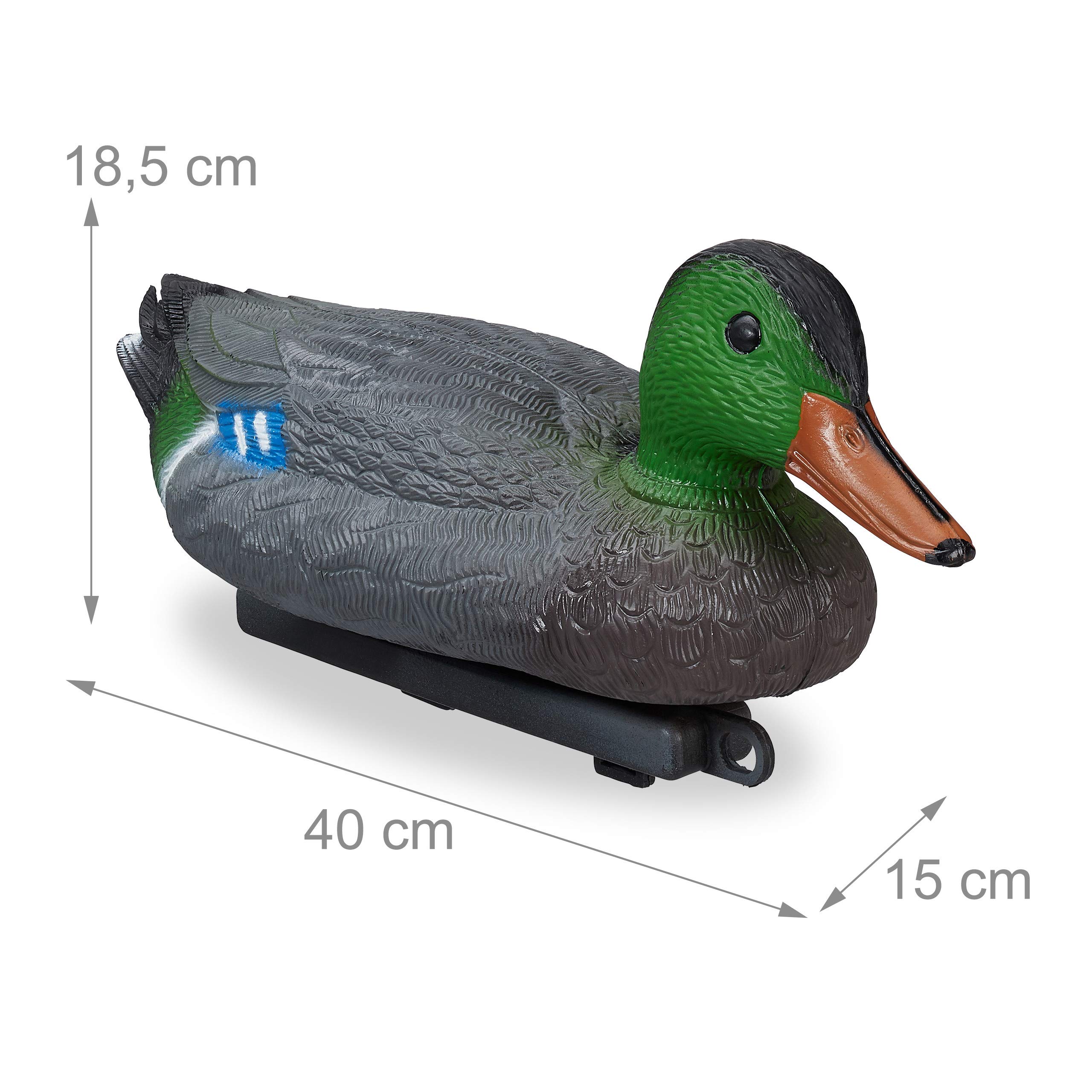 Relaxdays 2 Patos para Estanque, Flotante, Plástico, Impermeable, Adornos de jardín