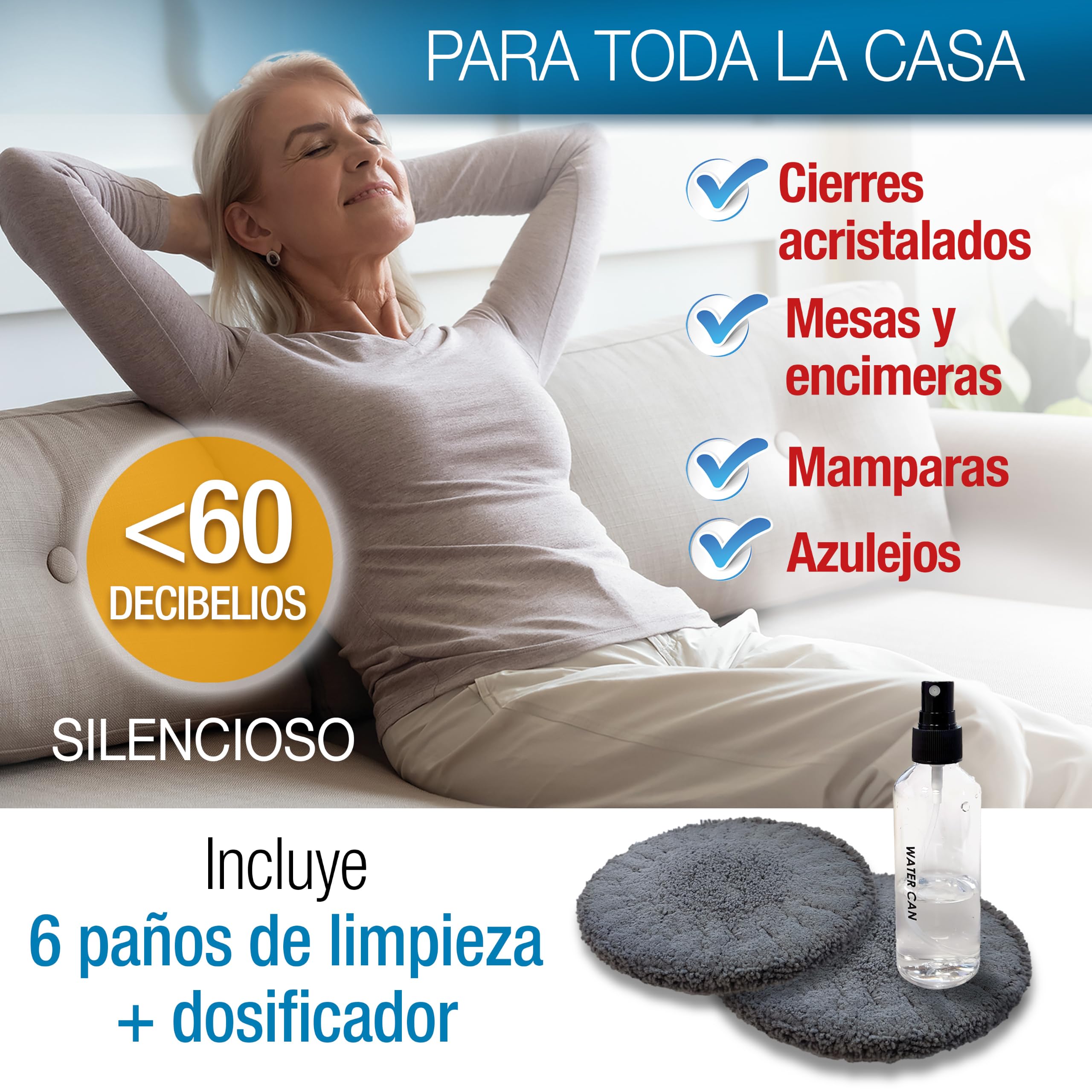 CRYSTAL POWER Robot Limpiacristales con doble pulverizador. Limpia las ventanas por ti. Totalmente autónomo. 100% seguro. Interiores y exteriores. Con y sin agua. Sencillo, rápido y silencioso.
