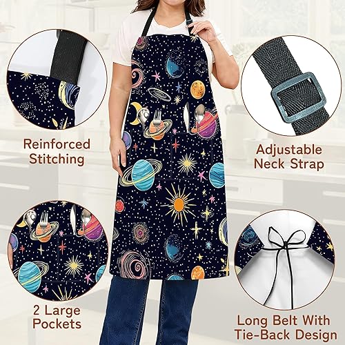 Miniatura 3 de Delantal de cocina ajustable con bolsillos para mujeres y hombres, delantal de chef suave para cocinar, barbacoa y parrilla