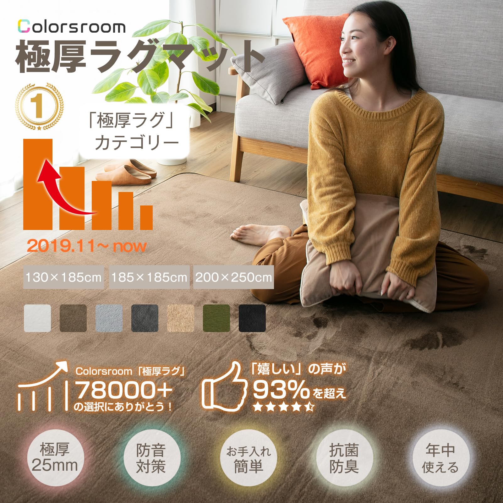 専用　ラグ Amazon | Colorsroom カーペット ラグ 極厚25mm ラグマット クッション
