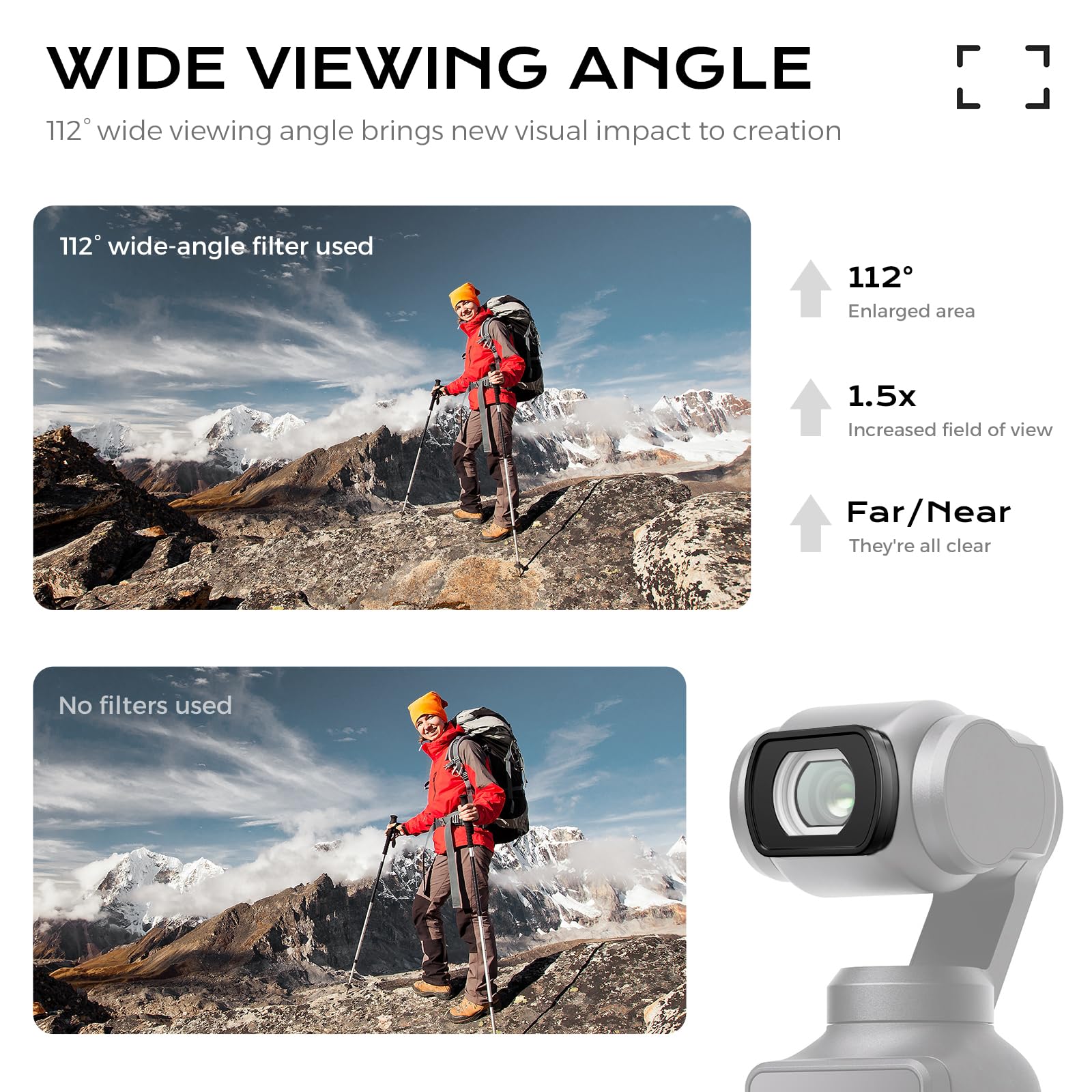Kit De 4 Filtres Magnétiques Pour DJI Osmo Pocket 3 : Grand Angle, CPL, Diffusion Noire 1/4, VND (ND8-ND128) - Améliore Vos Vidéos Et Photos