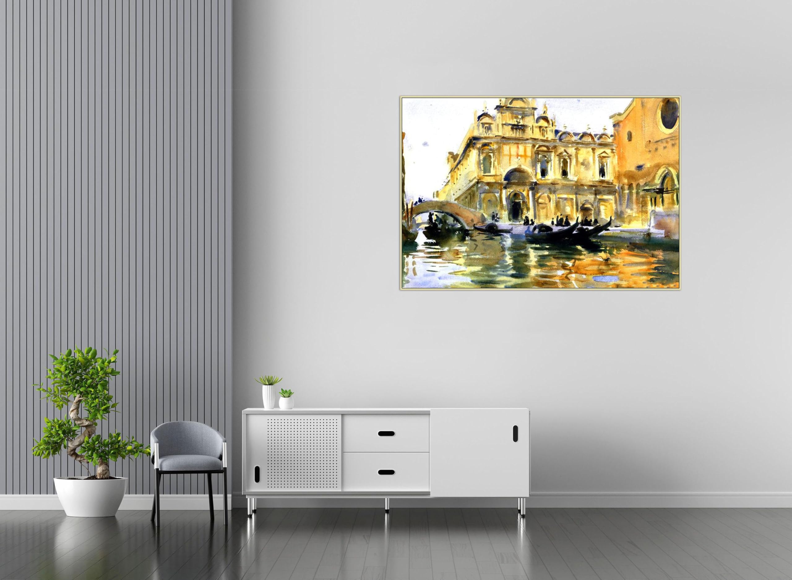 SDYSKKUG John Singer Sargent Quadri. Famosi Dipinto Stampa su Tela. Palazzo. Riproduzione Quadro Moderni Soggiorno 45x30cm Cornice Argento Champagne