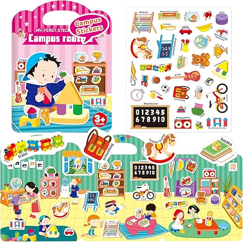 Jelly Stickers Book for Kids 2-4, Reusable Stickers for Toddlers 1-3, Quiet Busy Book Preschool Learning Activities Travel Toys for Girls Boys Ages