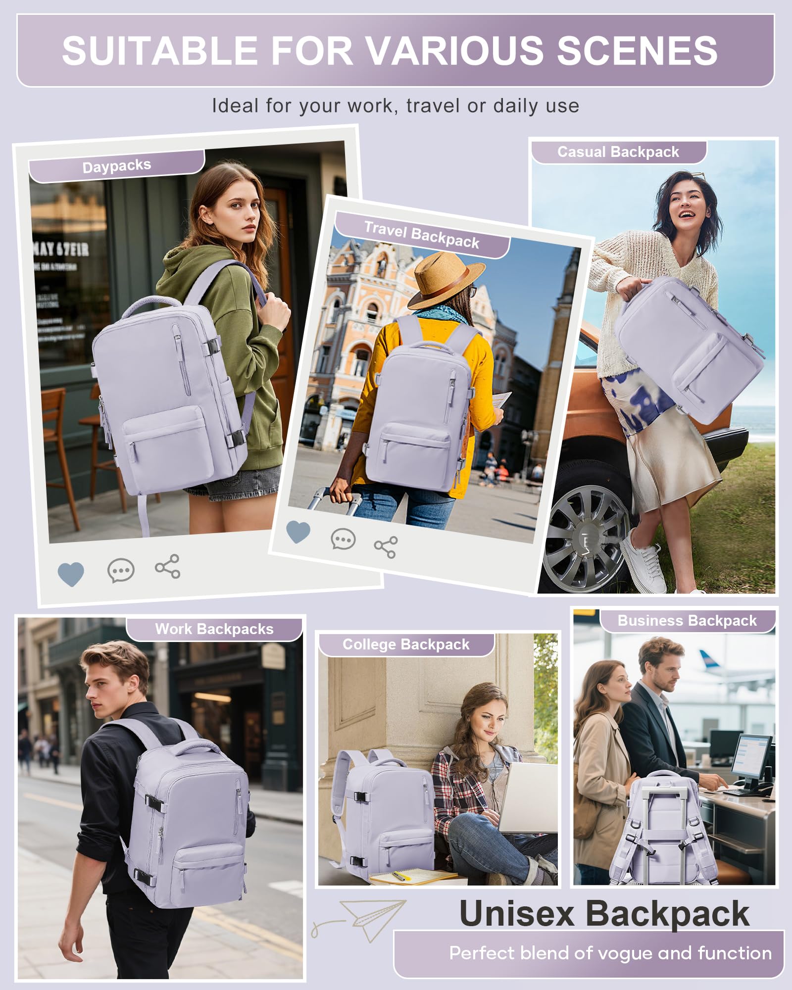 BJLFS Zaino Da Viaggio 40x30x20 – Bagaglio A Mano Per Ryanair E Easyjet, Impermeabile Con Porta Scarpe E Tasca Antifurto