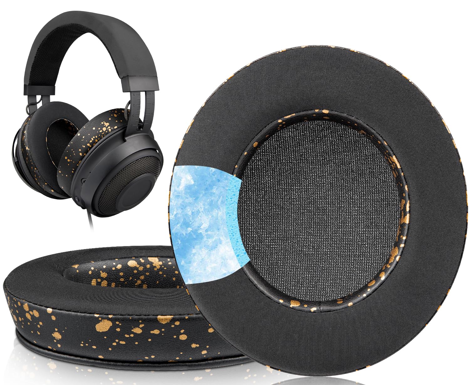 SOULWIT Cooling-Gel Ear Pads Cushions Replacement, for Razer Kraken 2019/Tournament Edition/Ultimate/Kitty