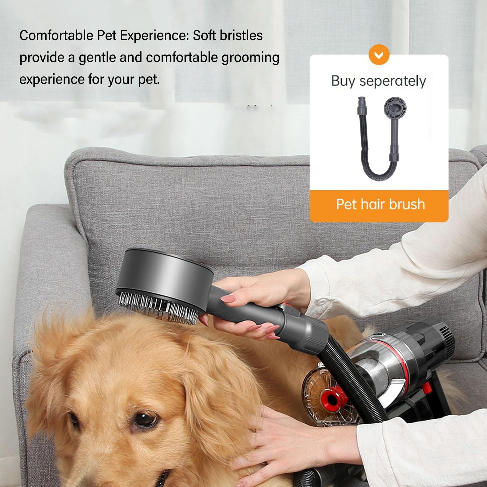 generic Haustierbürsten-Staubsaugeraufsatz – Ergonomisches Hunde- und Katzenhaarpflegegerät aus ABS mit Schlauch für Mühelose Reinigung, Leichtes und Langlebiges Zubehör für die