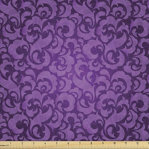 Miniatura 47 de Lunarable - Tela para amantes de perros de The Yard, patrón divertido de animales de dibujos animados en posiciones caprichosas estirando y Beige y