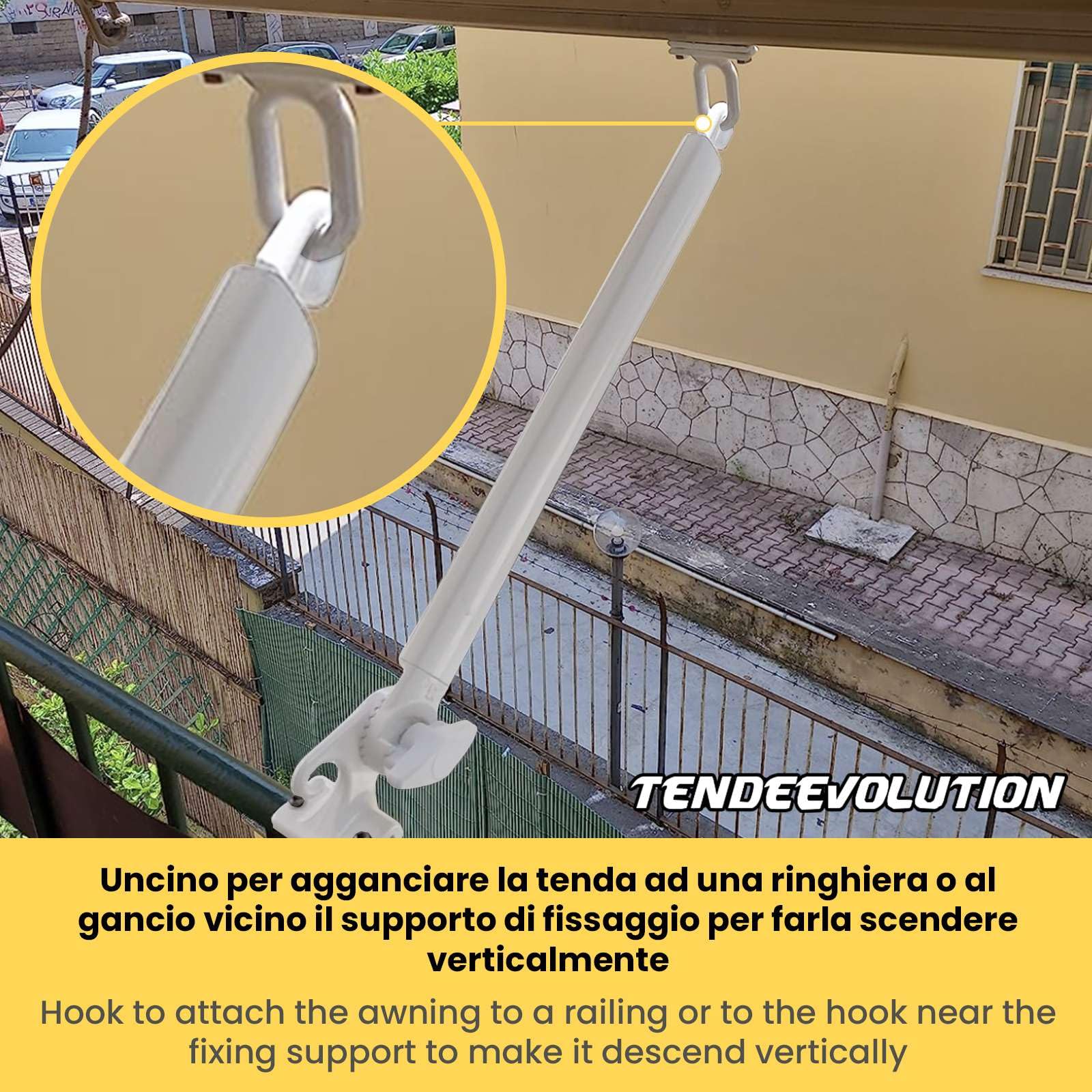 TENDEEVOLUTION Coppia di Braccetti per Tende da Sole per Balcone, da 50 e 70 cm in diversi Colori, Braccetti per Tende da Sole a Caduta da Esterno, Bracci di Ricambio (COPPIA AVORIO 70 CM)