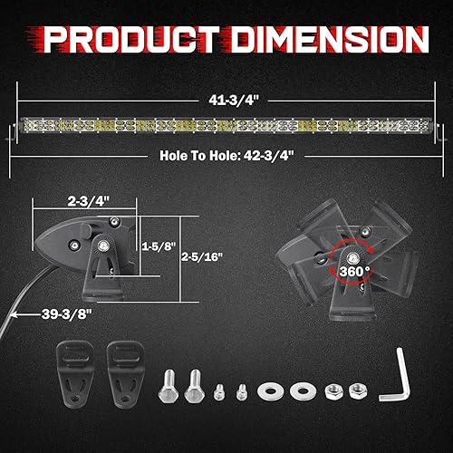 Miniatura 6 de Barra de luz de 40 pulgadas, barra de luz LED delgada de 40 pulgadas, haz de inundación puntual de 40000 lúmenes, barra de luz LED todoterreno para