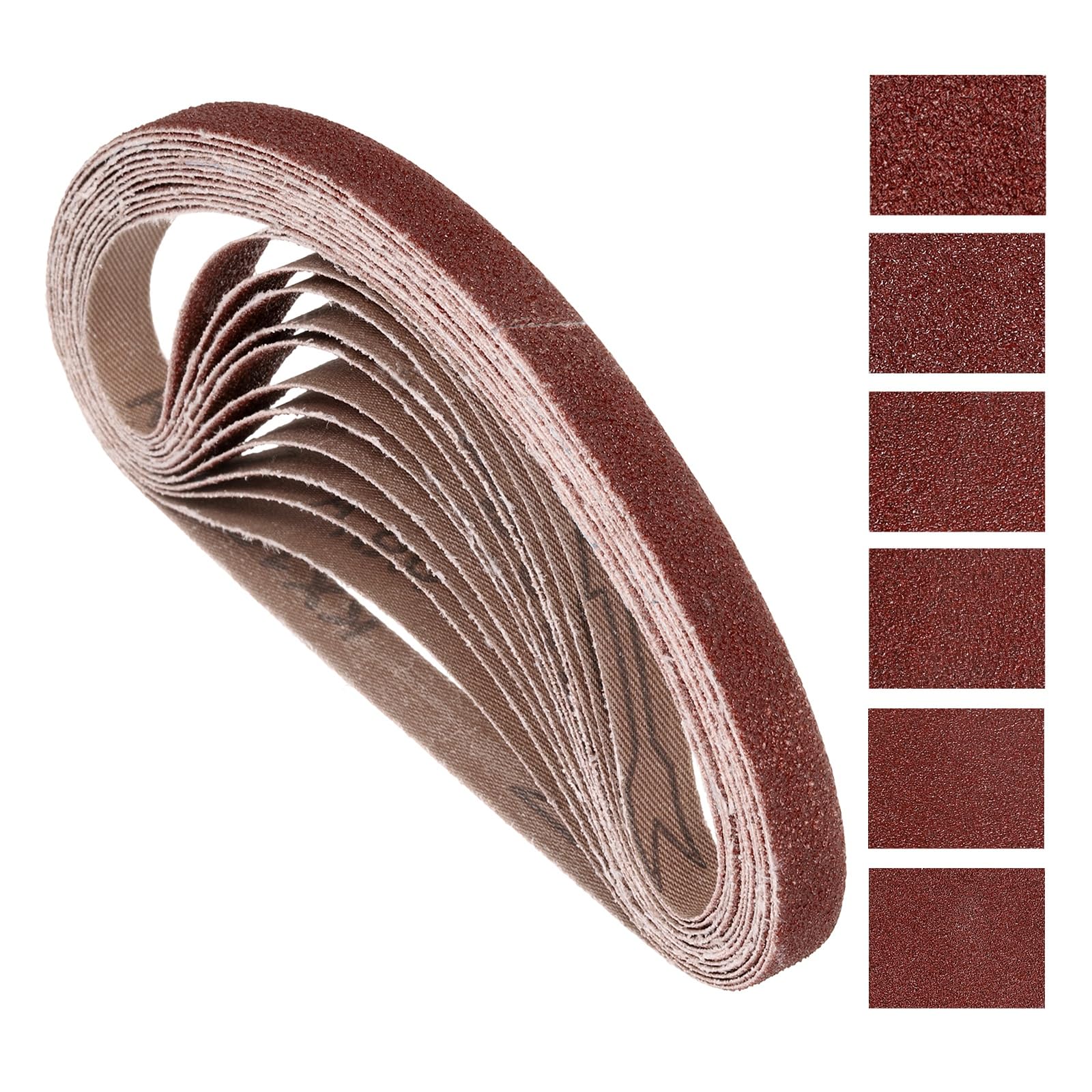 Kozelo 12 Pcs Sanding Belts 25mm x 762mm 36/40/60/80/100/120 Grit Aluminum Oxide Abrasive Sandpaper for Belt Sander Metal Grinding Wood Working Weld Rust Removal Deburring
