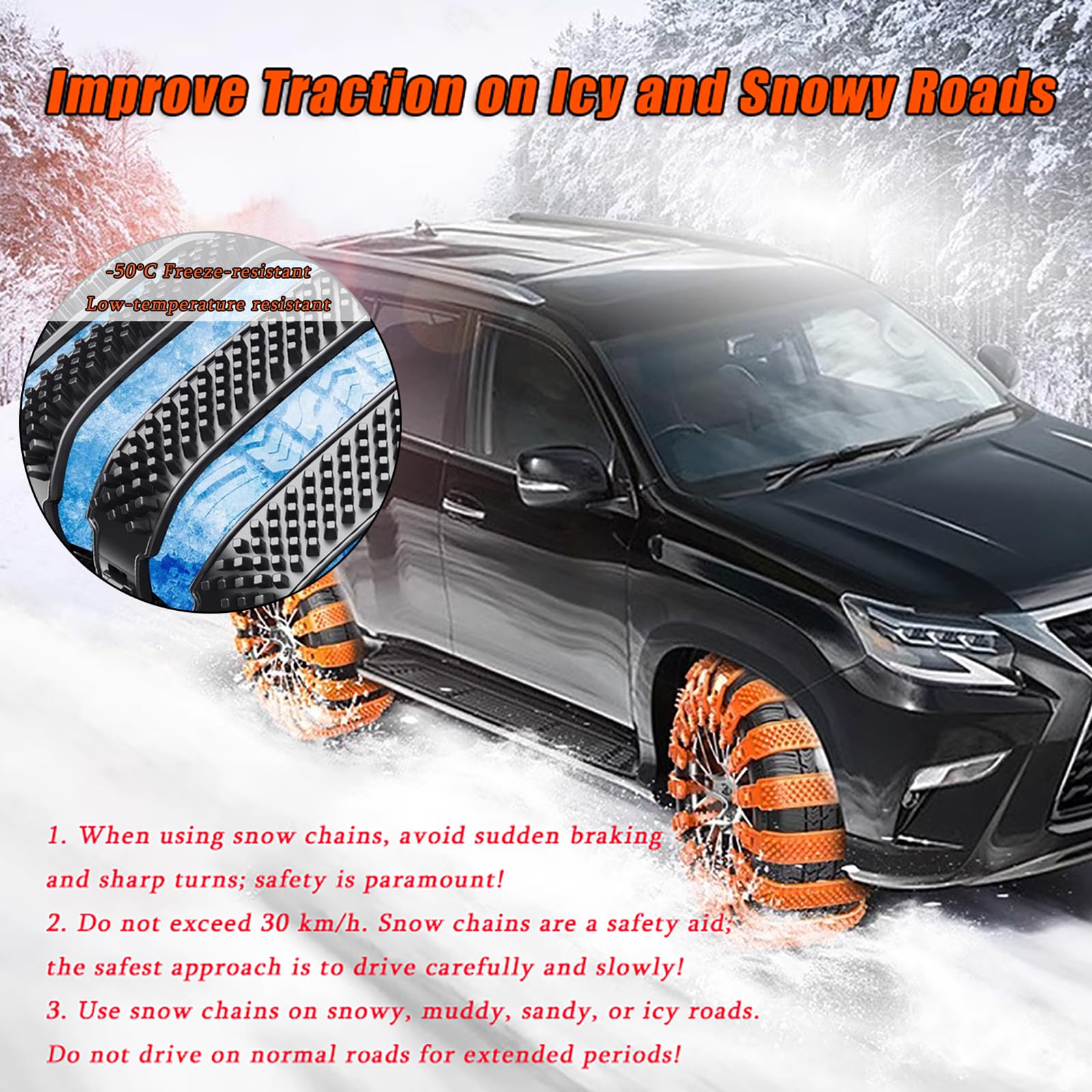 LECREA 10 Pezzi Catene da Neve Auto per Jaguar XF 2008-2020 2021 2022 2023 2024 2025, Catene Antislittamento per Pneumatici, Aiuto di Trazione Invernale, Aderenza Migliorata su Neve e Ghiaccio