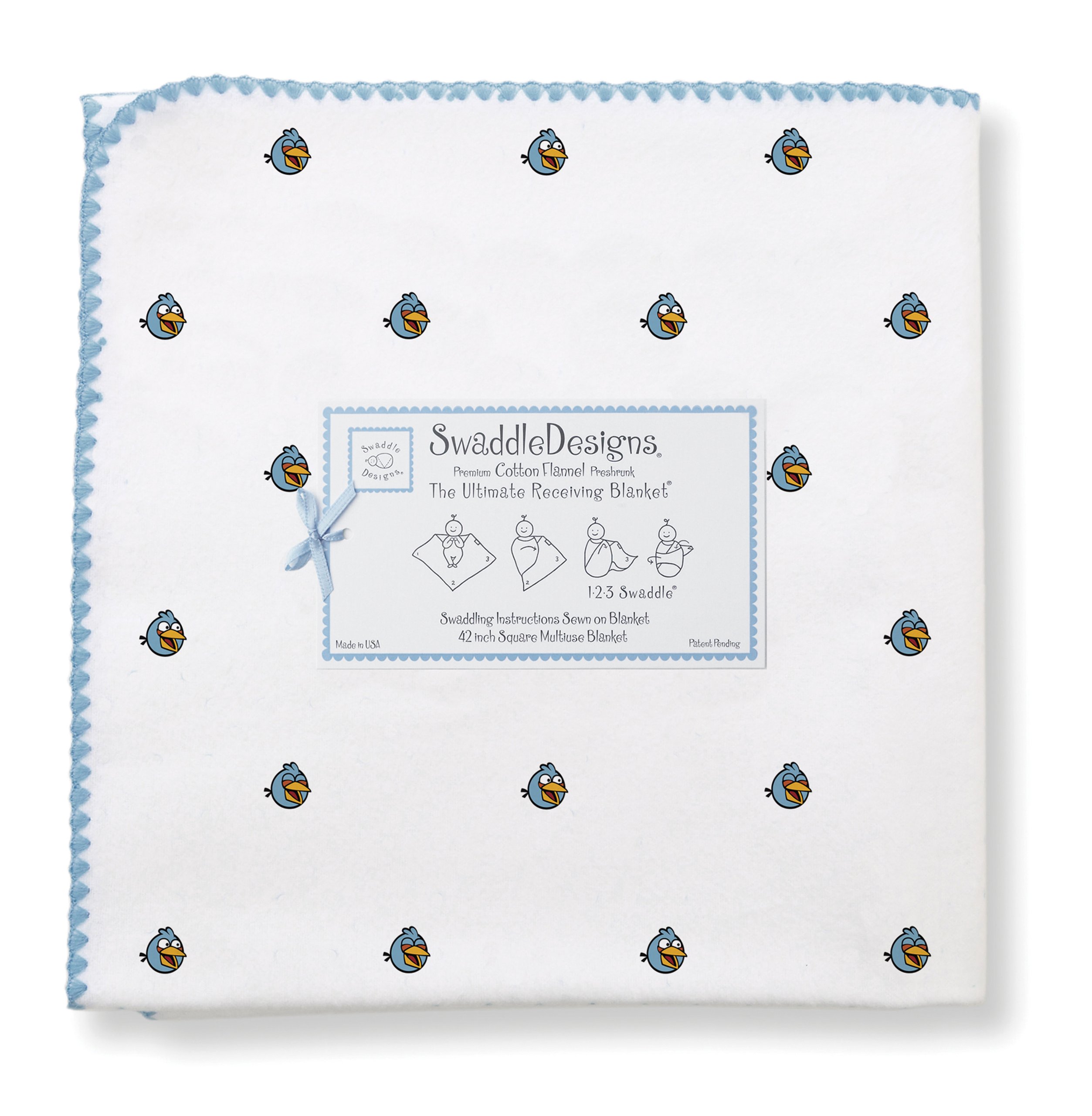 SwaddleDesignsAngry Birds Ultimate Winter Swaddle, X-Large Receiving Blanket, Made in USA, Premium Cotton Flannel, Blue (Mom's Choice Award Winner)