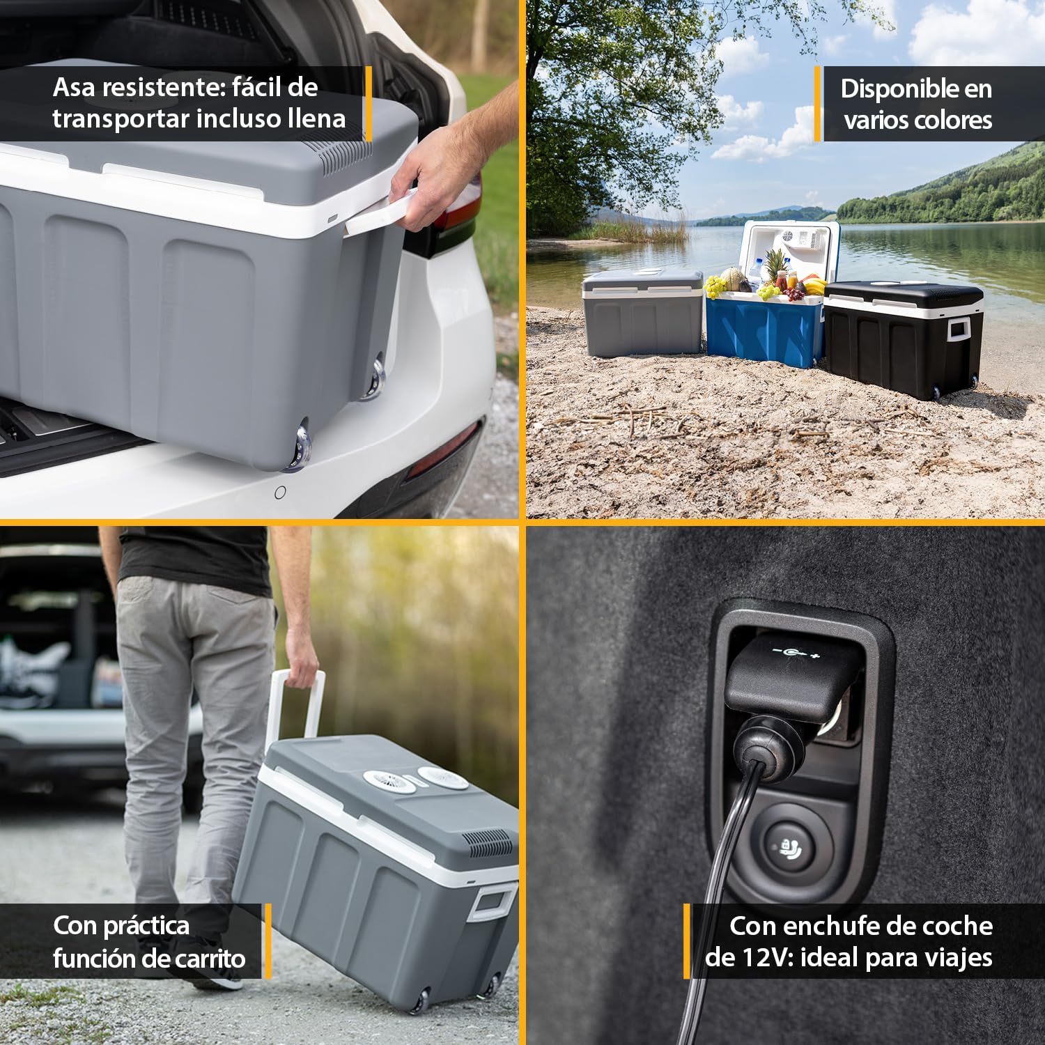 TZS First Austria Nevera eléctrica 45 litros | conexión de 12 V y 230 V | con enchufe de 12 V para el coche | para camping, festivales y viajes | con función de enfriar y mantener caliente | gris
