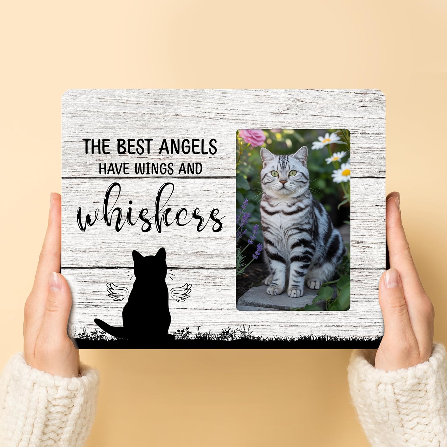 Cat Memorial Gifts for Loss of Cat, Pet Sympathy Gift Wooden Picture Frames, 4x6 inch Photo - Image 4