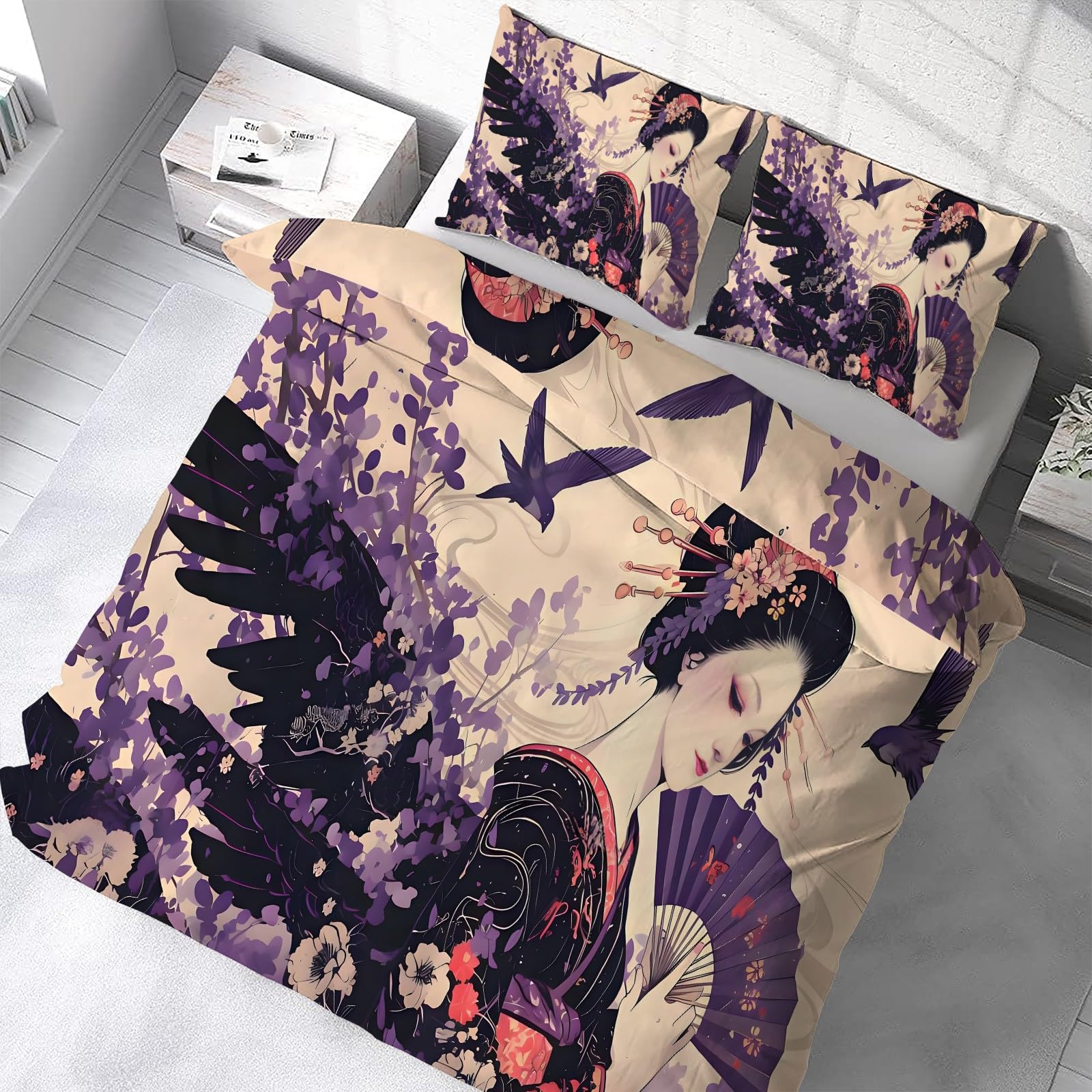 Parure de lit 220x240 style japonais pour une chambre zen et douce