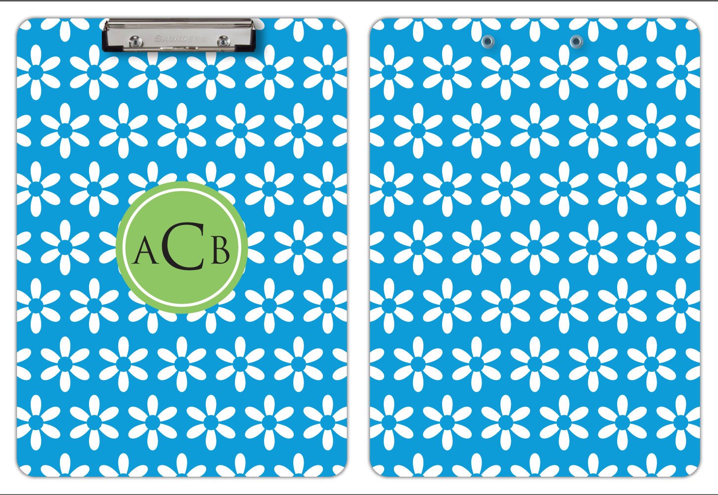 Personalized Flowers Printed Dry Erase Clipboard, Blue