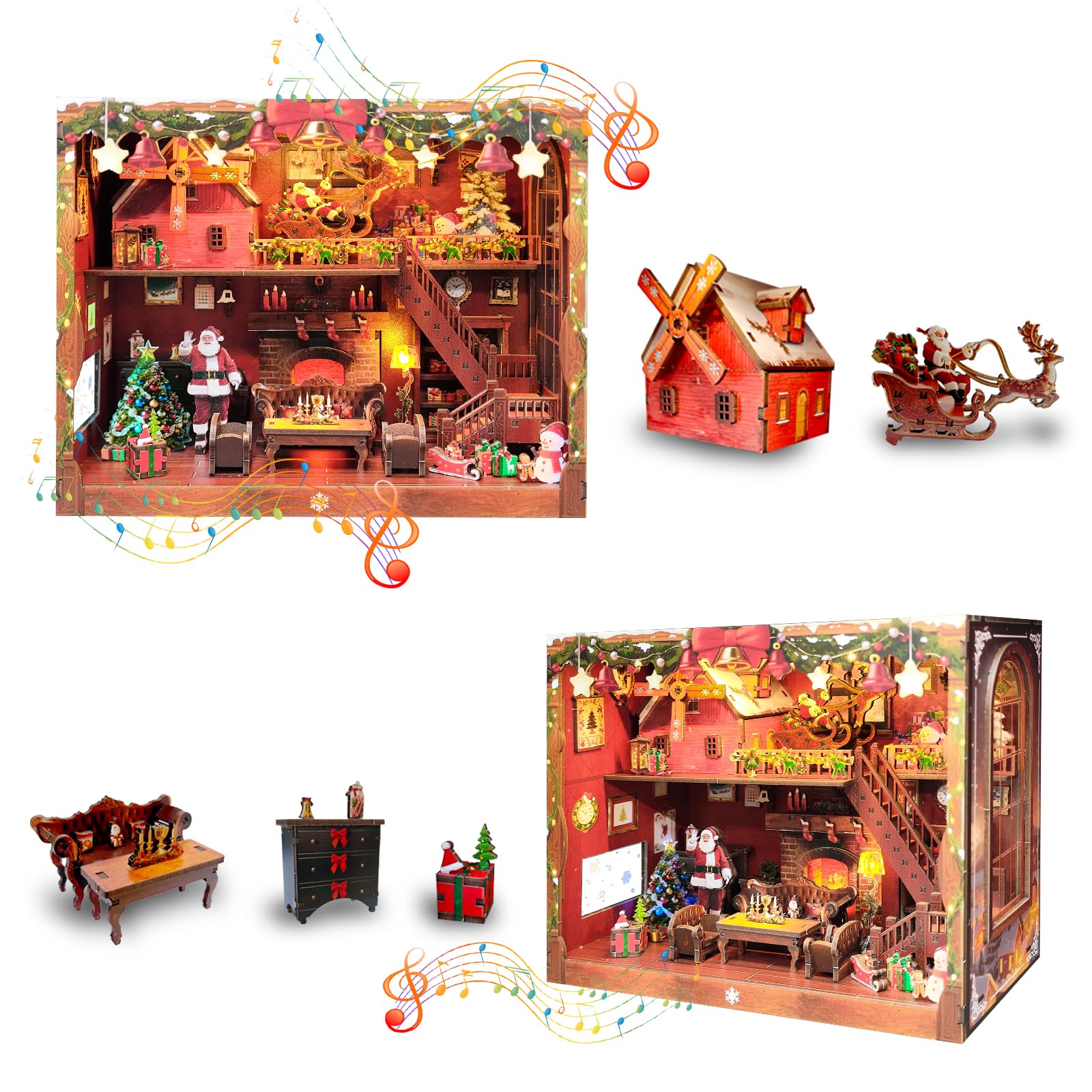 OZJAY Kit natalizio in miniatura, puzzle in legno 3D per adulti