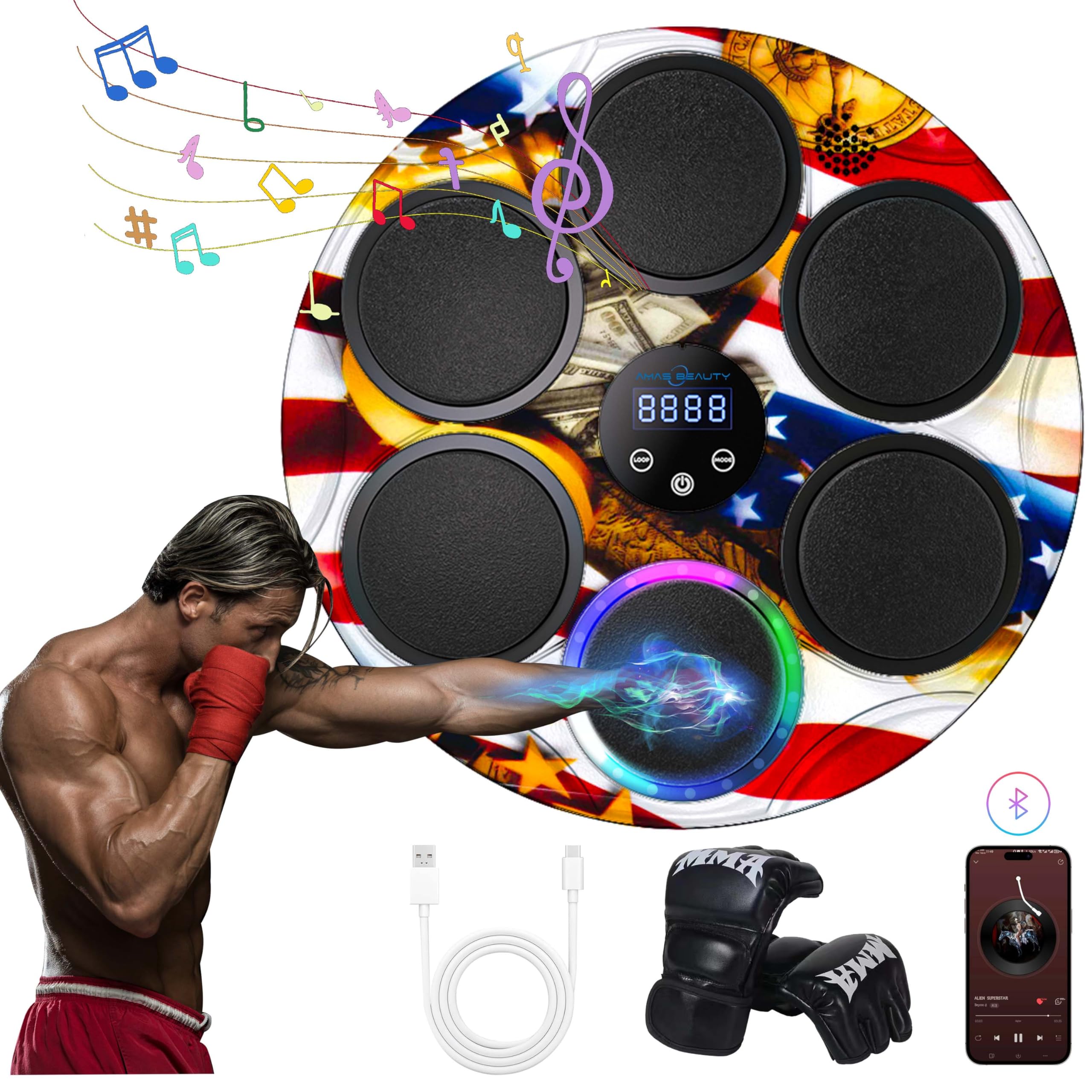 Boxing Led Light Boxing Game Smart Music With LED Lights, Bluetooth, Wall-Mount Design ...