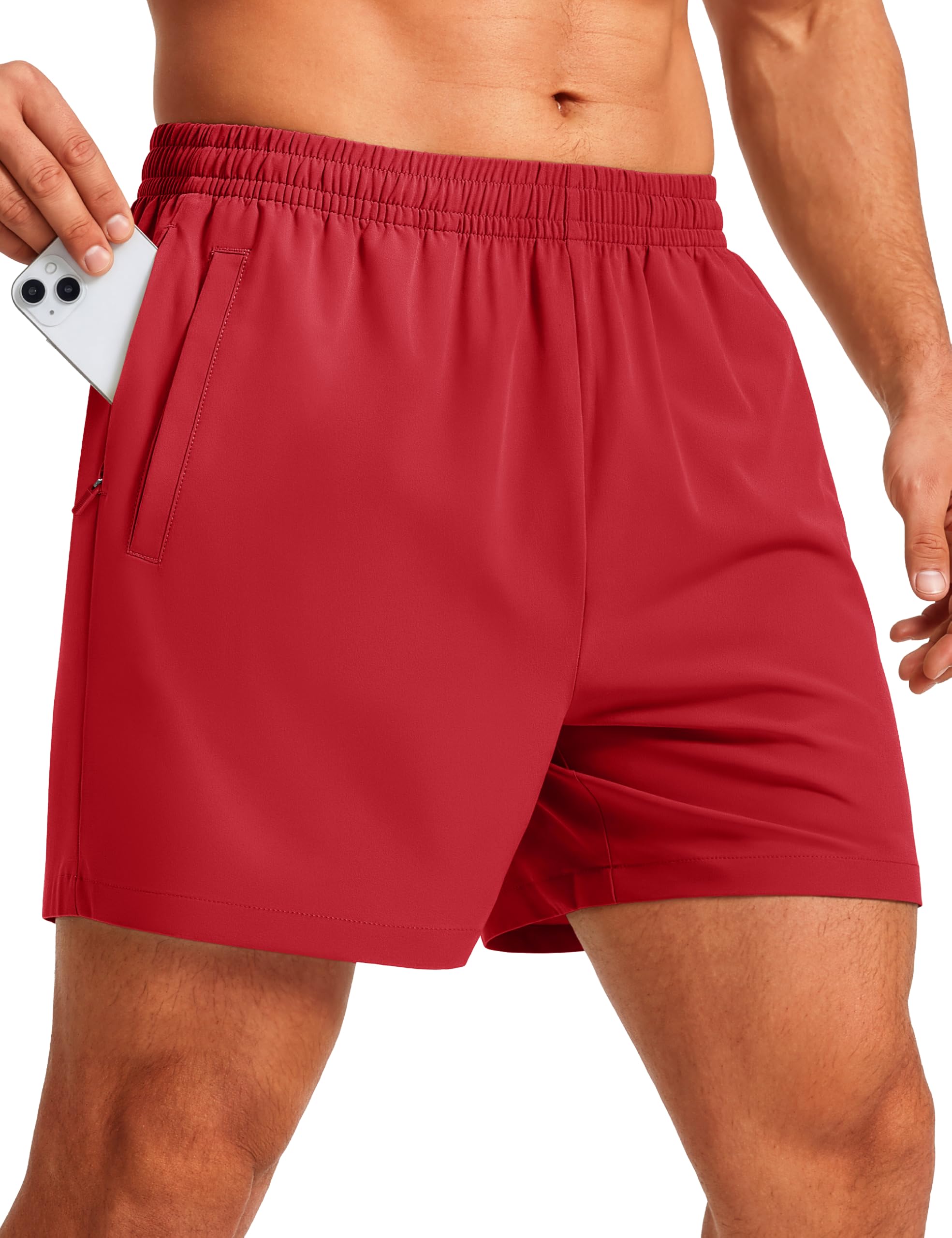 MAGCOMSEN Mens Athletic Shorts 5 Inches Lightweight Basketball Running Workout Shorts with Zipper Pockets