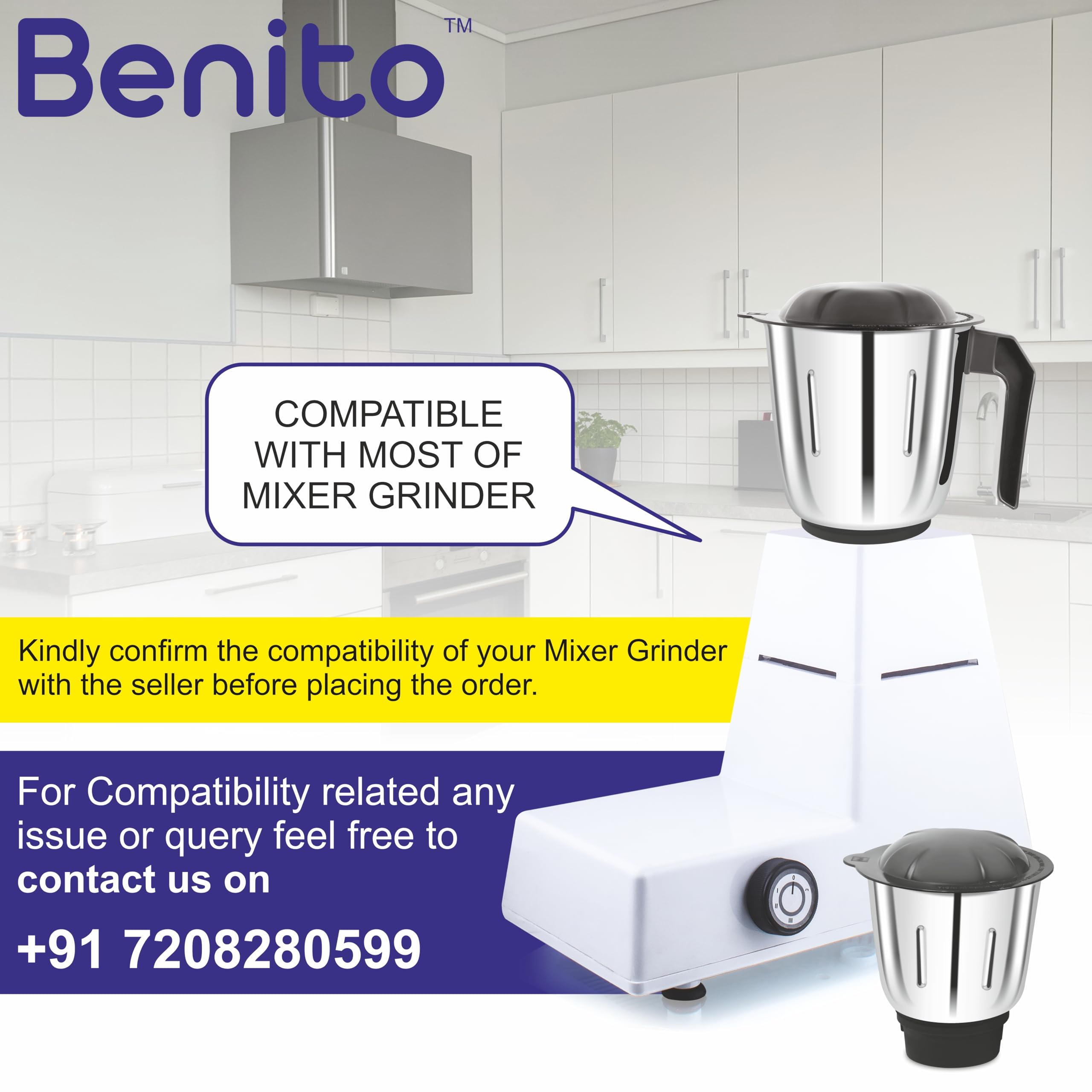 Benito Stainless Steel Jar Set for Mixer Grinder -3
