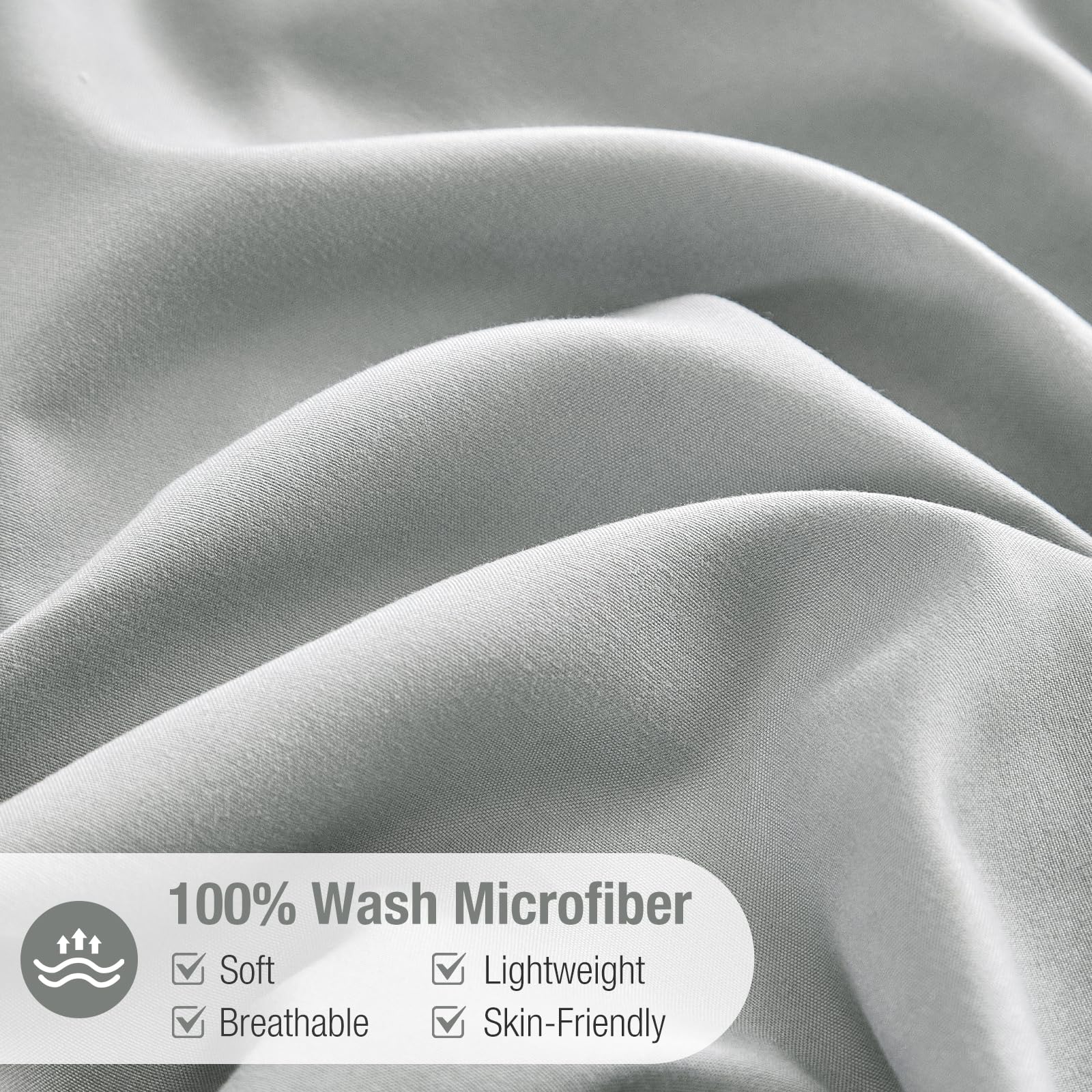 Tokokimo Set Copripiumino Matrimoniale 240x220cm, Copripiumino Matrimoniale 3 Pezzi in Microfibra Con Volant, Comprendente 1 Copripiumino 240x220 + 2 Federe 50x80, Grigio