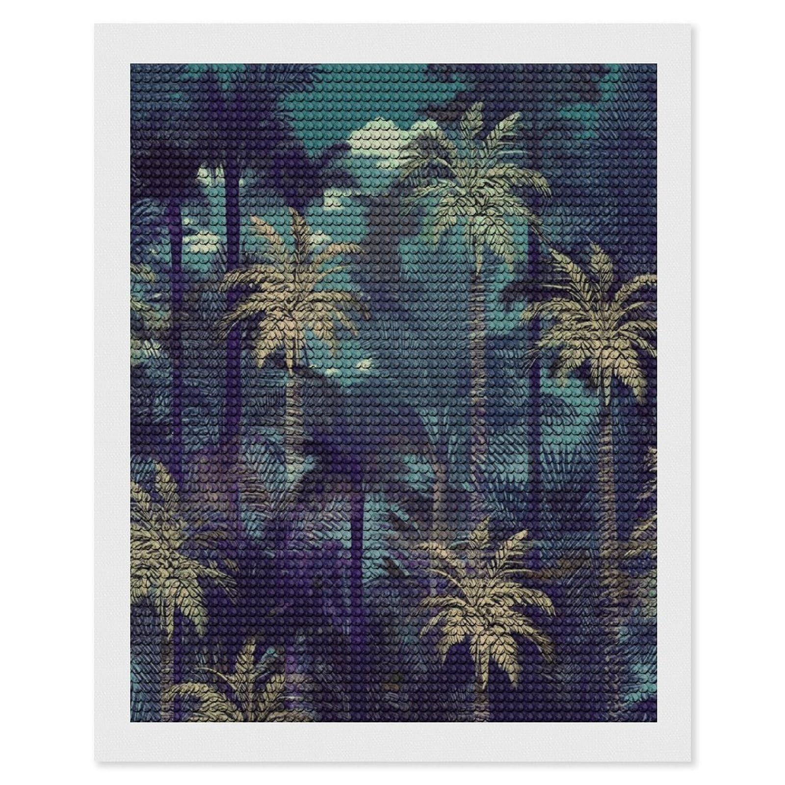 FekiLoot Fantasy Palm Tree Jungle Diamond Art Kits for Adults Diamond Painting Kits for Beginners DIY Diamond Art Kits Round Full Drill Diamond Dot Gem Painting for Home Wall Decor Gift 16"x20"