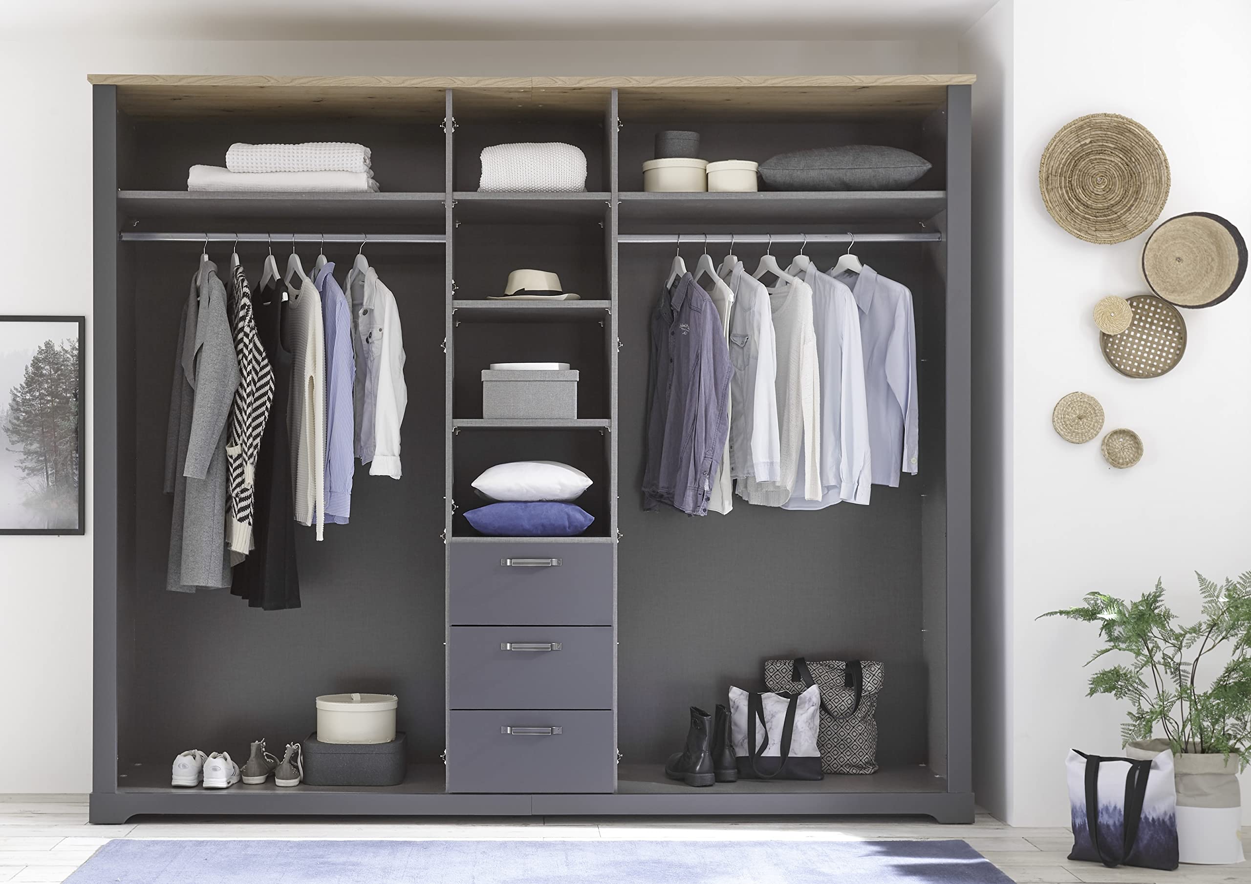 möbelando Kleiderschrank Drehtürenschrank Wäscheschrank Schlafzimmer Schrank Edda I