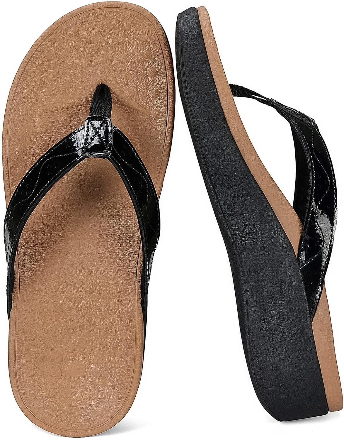 Women’s Platform Flip Flops with Arch Support Resilient Footbed – Stylish Comfortable Summer Thong Sandals