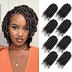 Bileaf Short Passion Twist Hair 6 Inch Pre-twisted Passion Twist Crochet Hair 8 Packs Pre-looped Crochet Passion Twist Braiding Hair Bohemian Twist Crochet Hair for Women and Kids 4