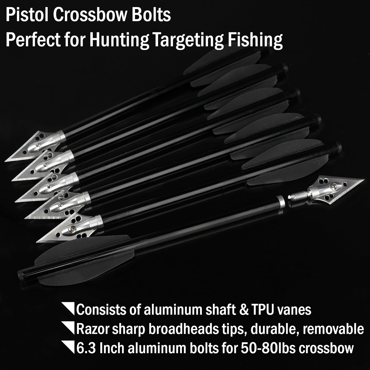 ZSHJGJR 6.3" Mini Crossbow Bolts Aluminium Crossbow Arrows Hunting Arrows Replaceable Arrow Tips with Sharp Blades for Field Hunting Target Practice Outdoor Small Hunting Game