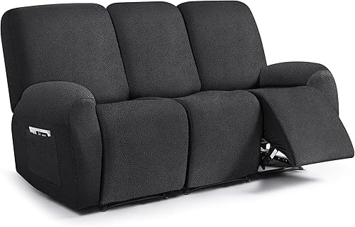 Miniatura 64 de Fundas para sillas reclinables con aspecto de cuero, funda elástica de 4 piezas, funda suave para silla reclinable, protector de muebles lavable