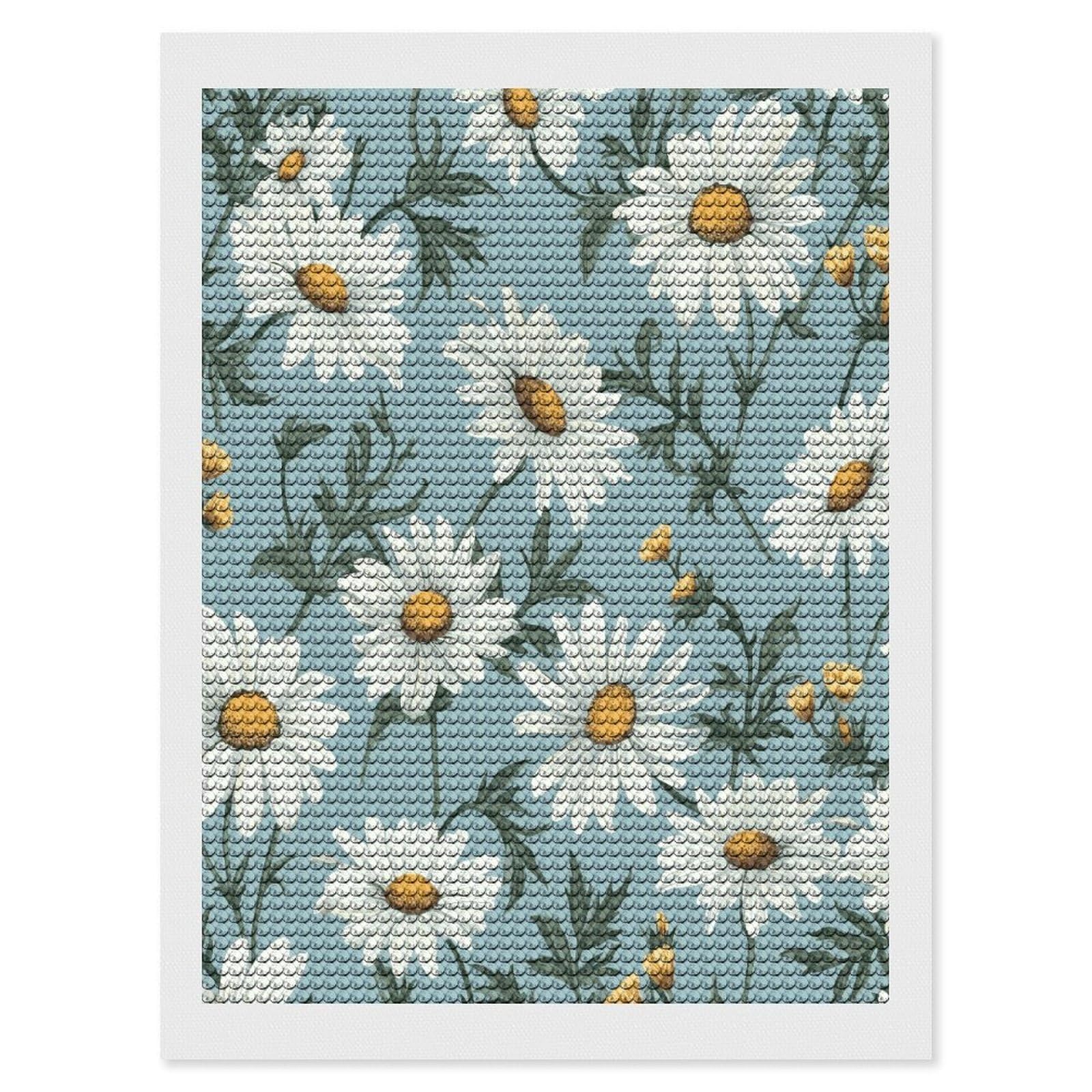 Daisy Diamond Art Kits for Adult Round Full Drill Diamond Dots Paintings for Beginner Picture Art DIY Diamond Painting Kits 5D Diamond Art Painting for Home Wall Decor 12"x16"