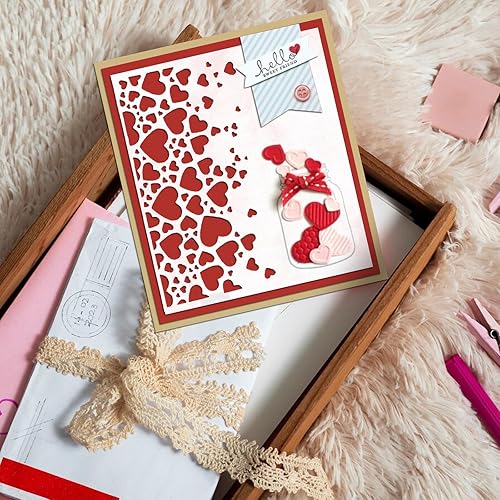 Miniatura 4 de Troqueles de corte de corazones de amor, troqueles de corazón para hacer tarjetas, marco de troqueles de corazón de amor, fondo troquelado en